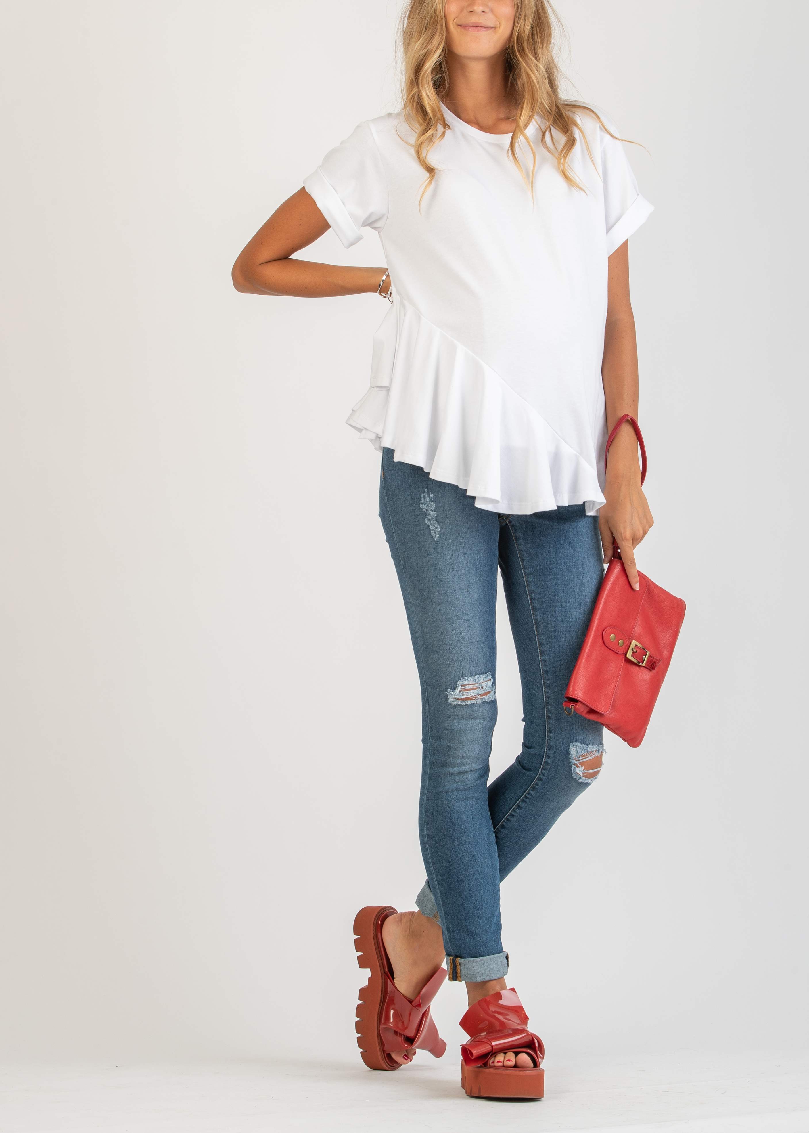 Ripped Skinny Fit Maternity Jeans (Blue, XS)