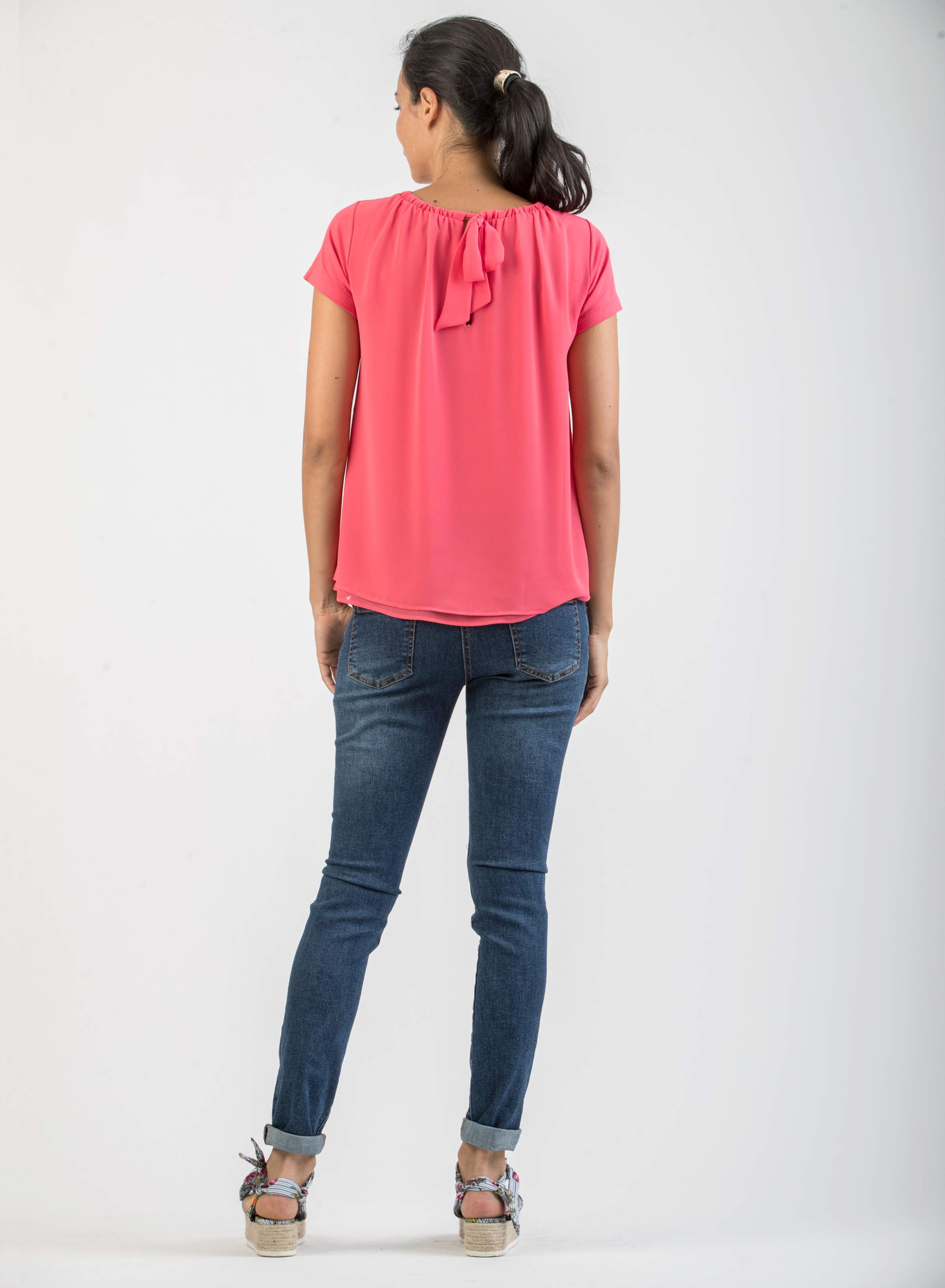 Maternity Top with Chiffon (Coral, XS)