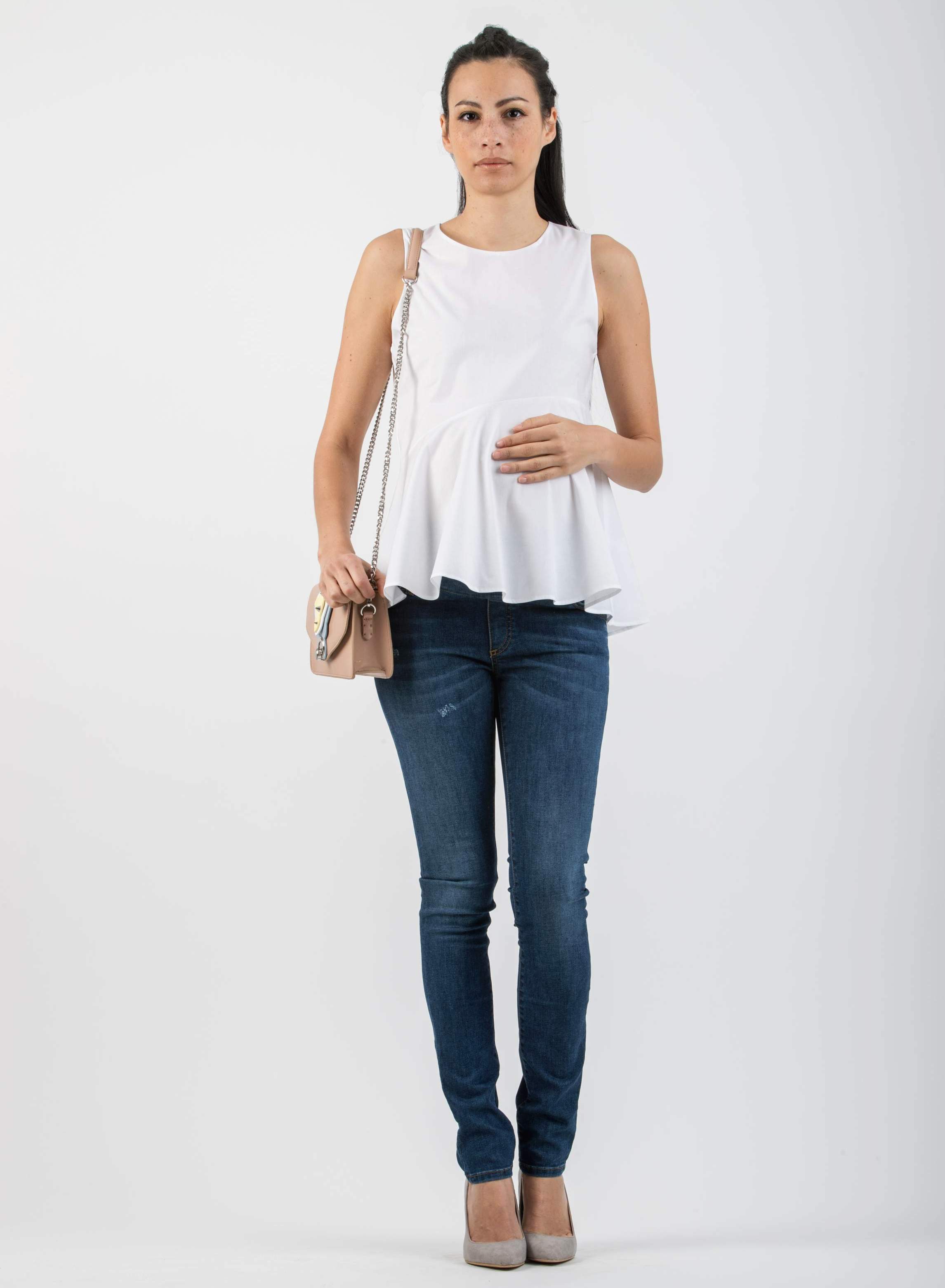 Asymmetrical Maternity Blouse (Ivory, XXS)