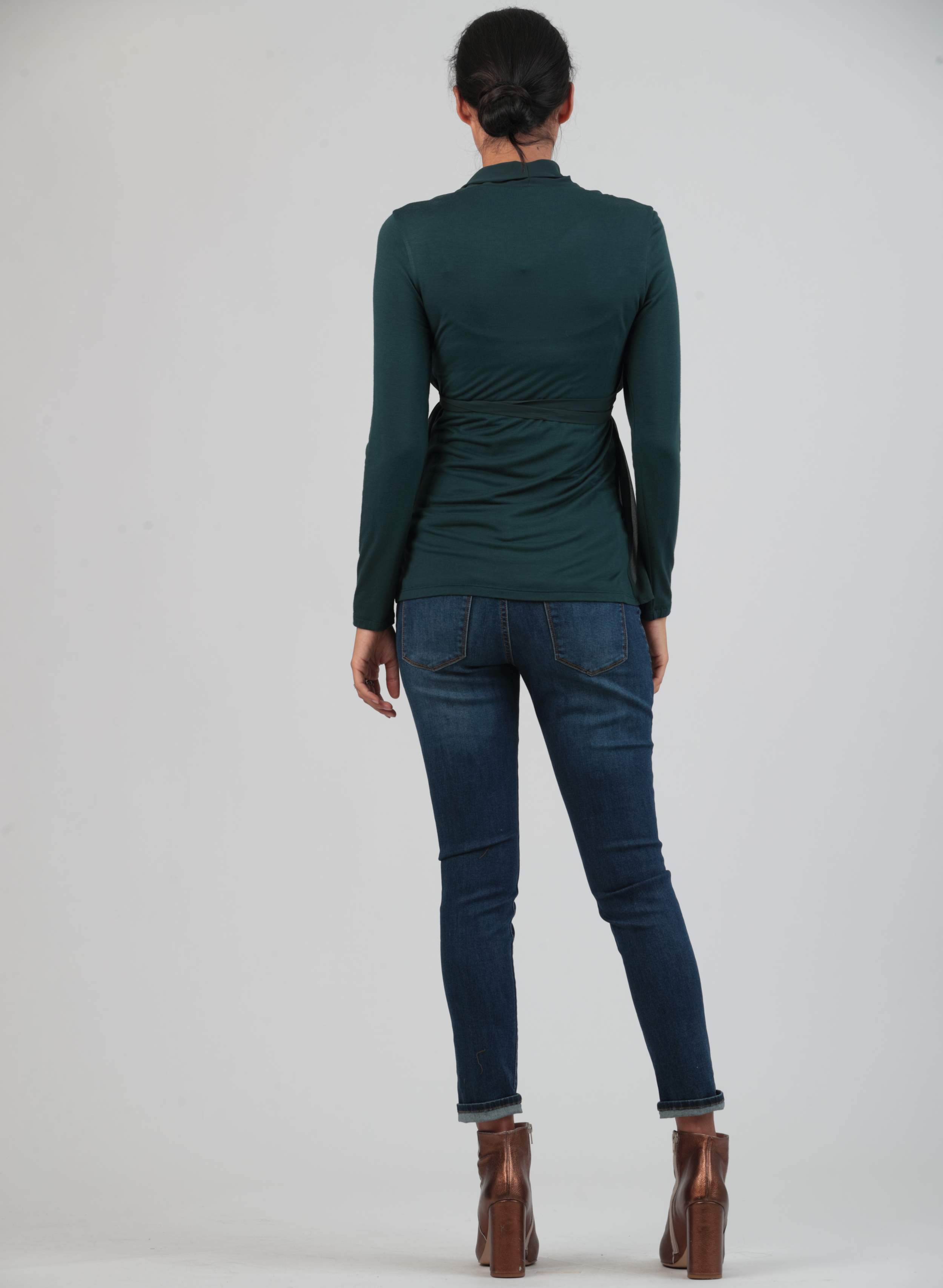 Jersey and Chiffon Maternity Top (Green, XS)