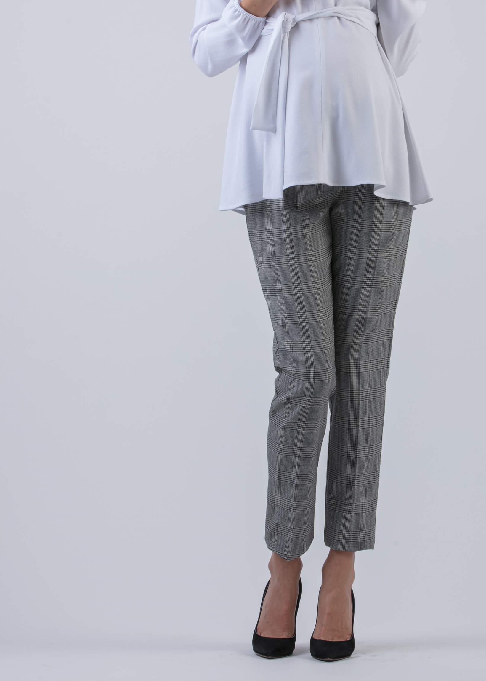 Pantalone Premaman a Quadri (Nero, XS)