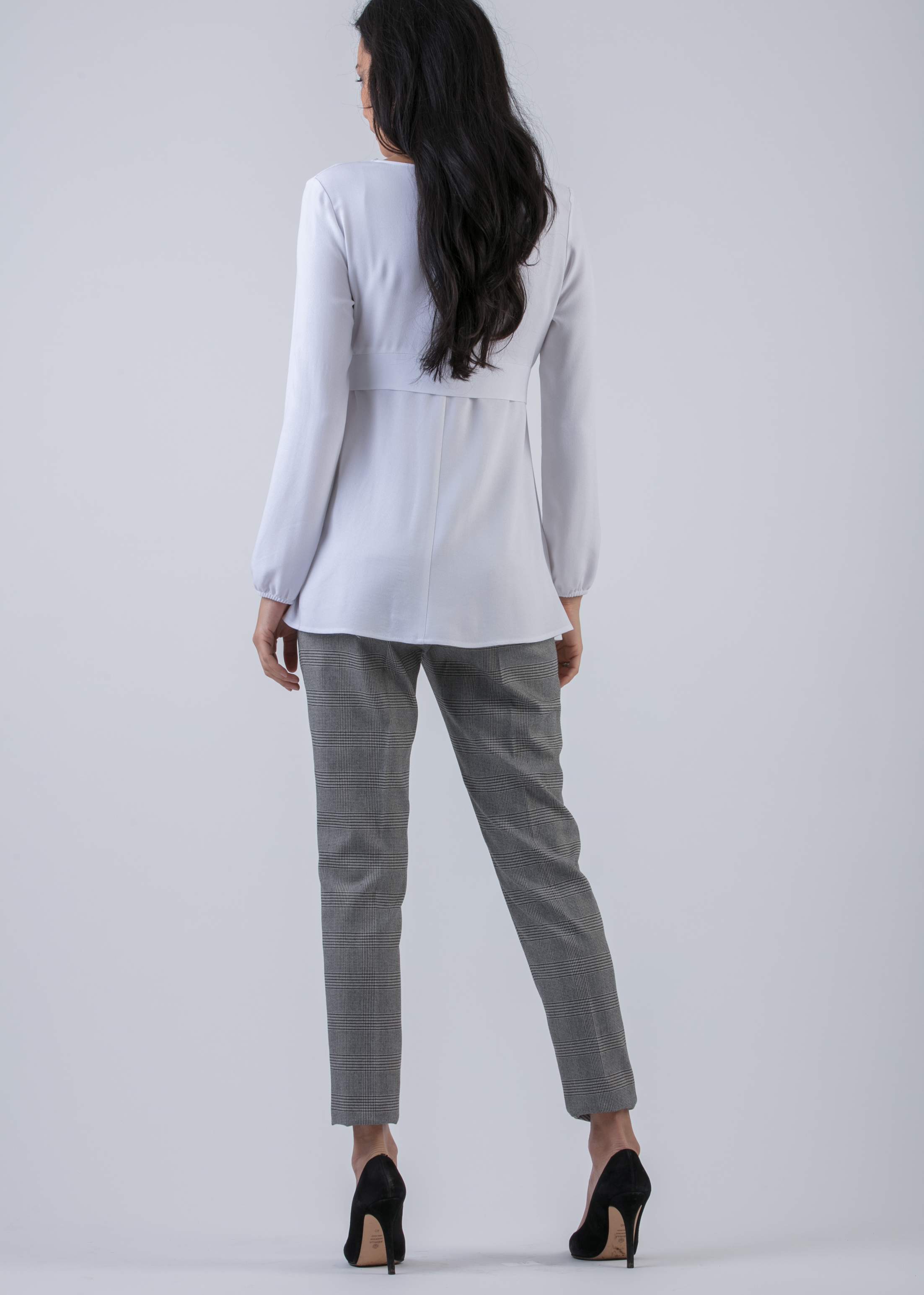 Pantalone Premaman a Quadri (Nero, XS)