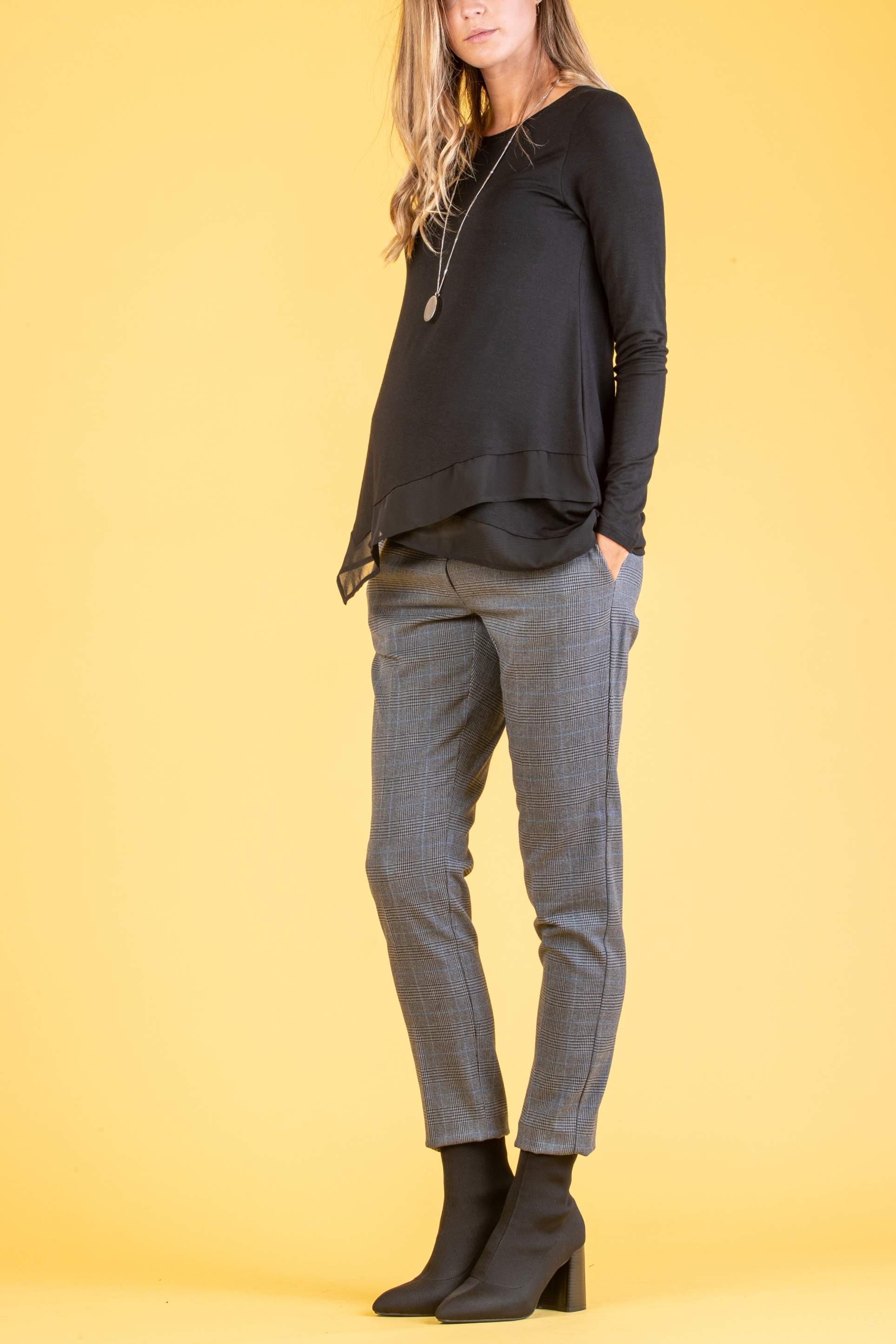 Pantalone Premaman a Quadri (Antracite, XS)