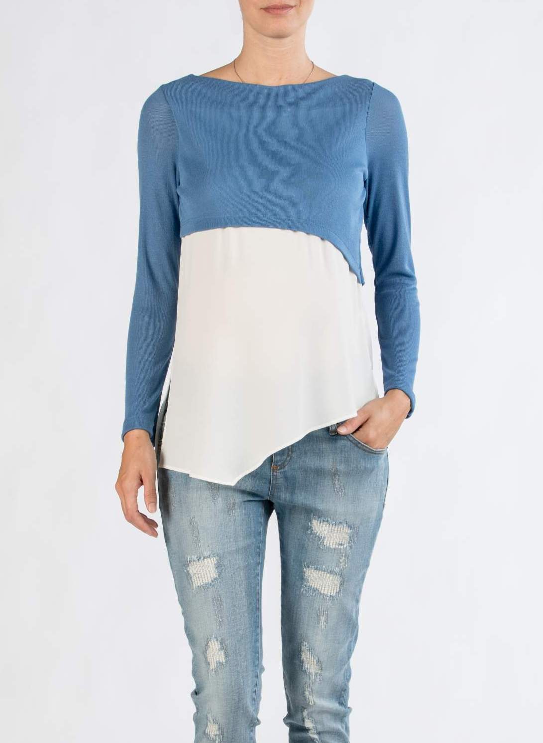 Asymmetric Maternity Jumper (Blue, XXS)