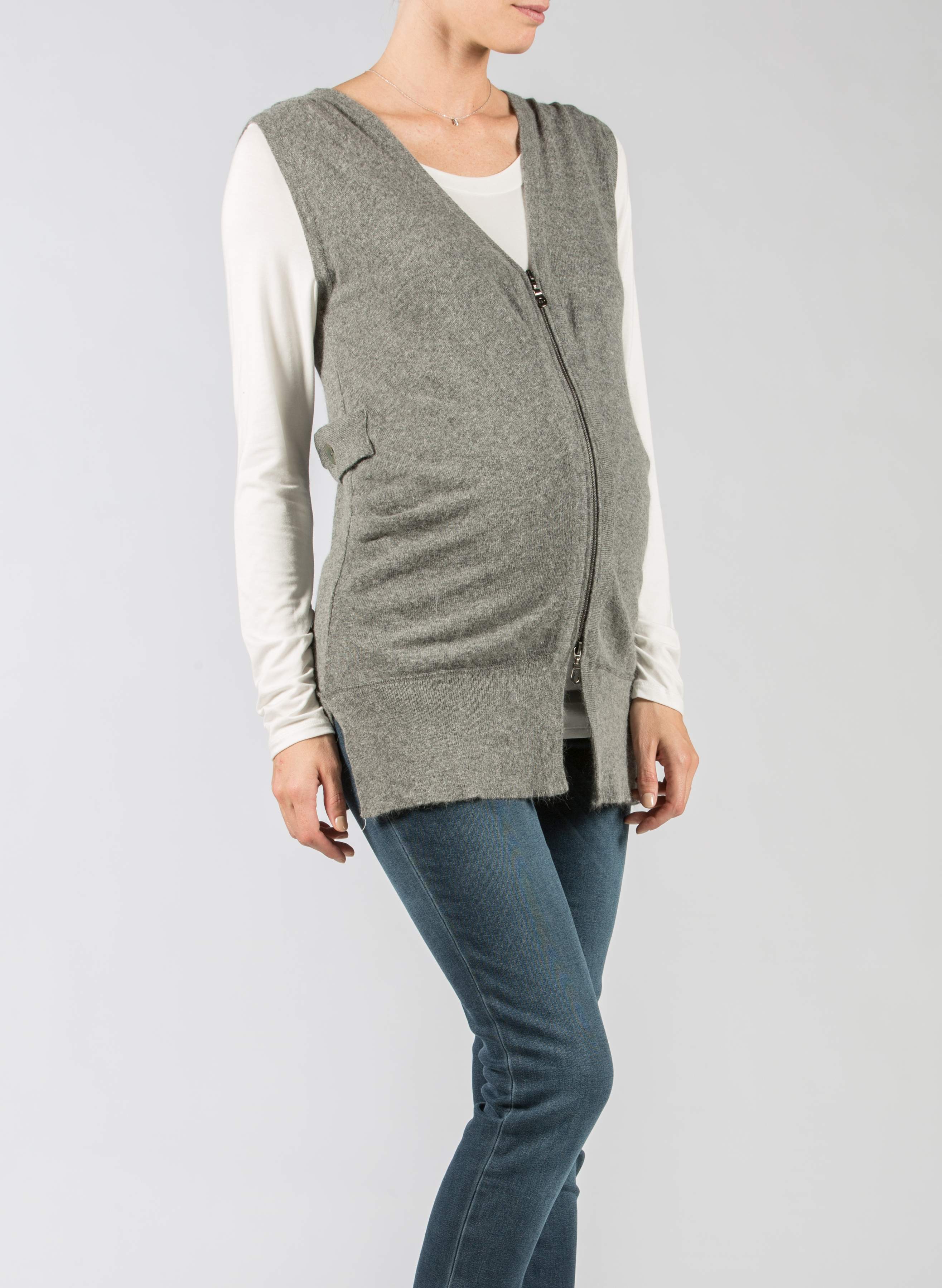 Gilet in morbida Viscosa e Angora (Grigio Melange, XXS)