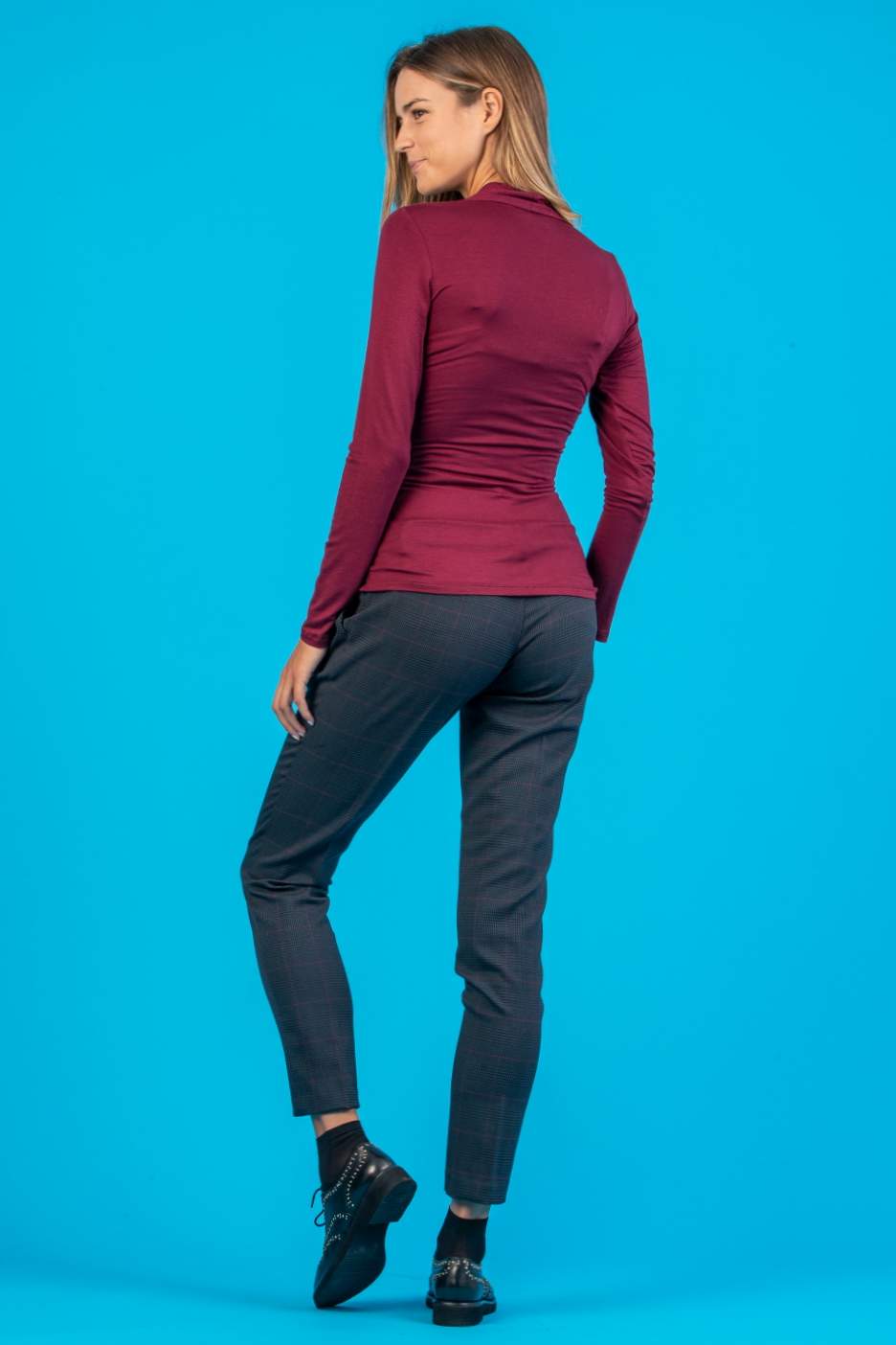 Pantalone Premaman a Quadri (Blu, XXS)