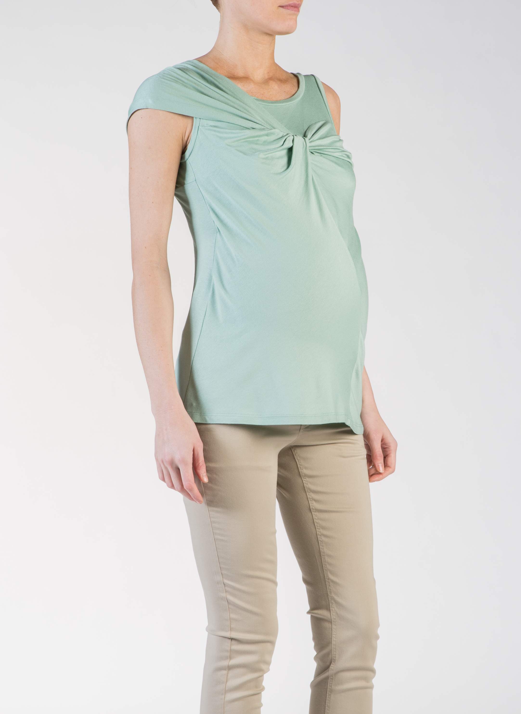 Maternity Top with Knot (Verde Chiaro , XXS)