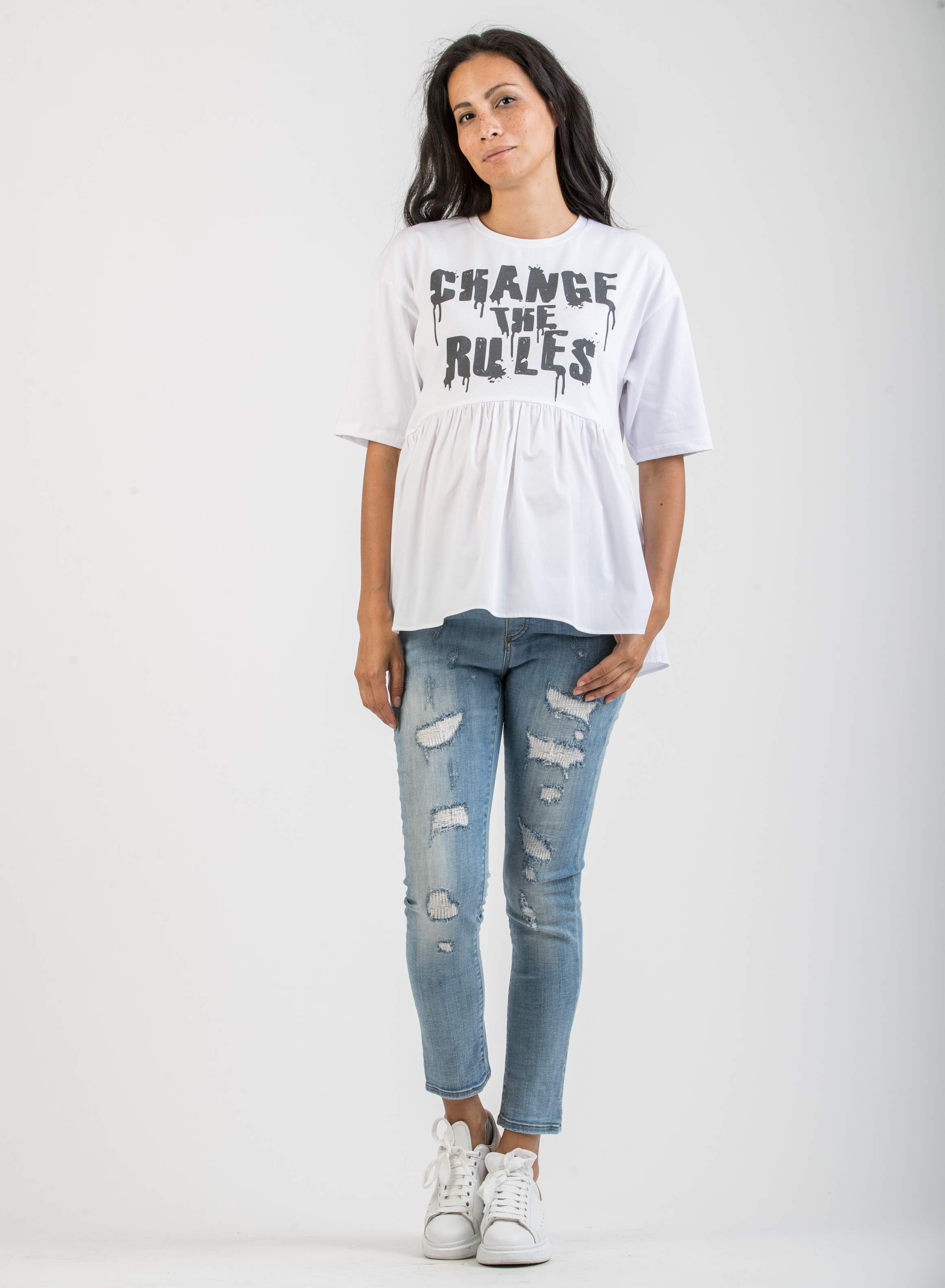Maternity T-shirt with Poplin (Black, XS)