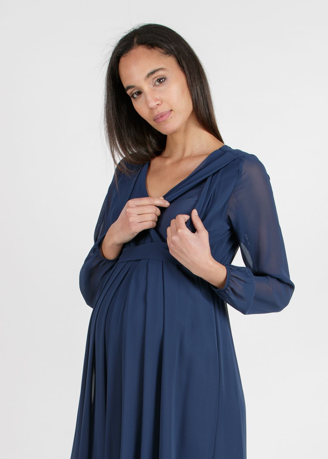 SARA - Maternity & Nursing Dress in Chiffon (dust, XS)