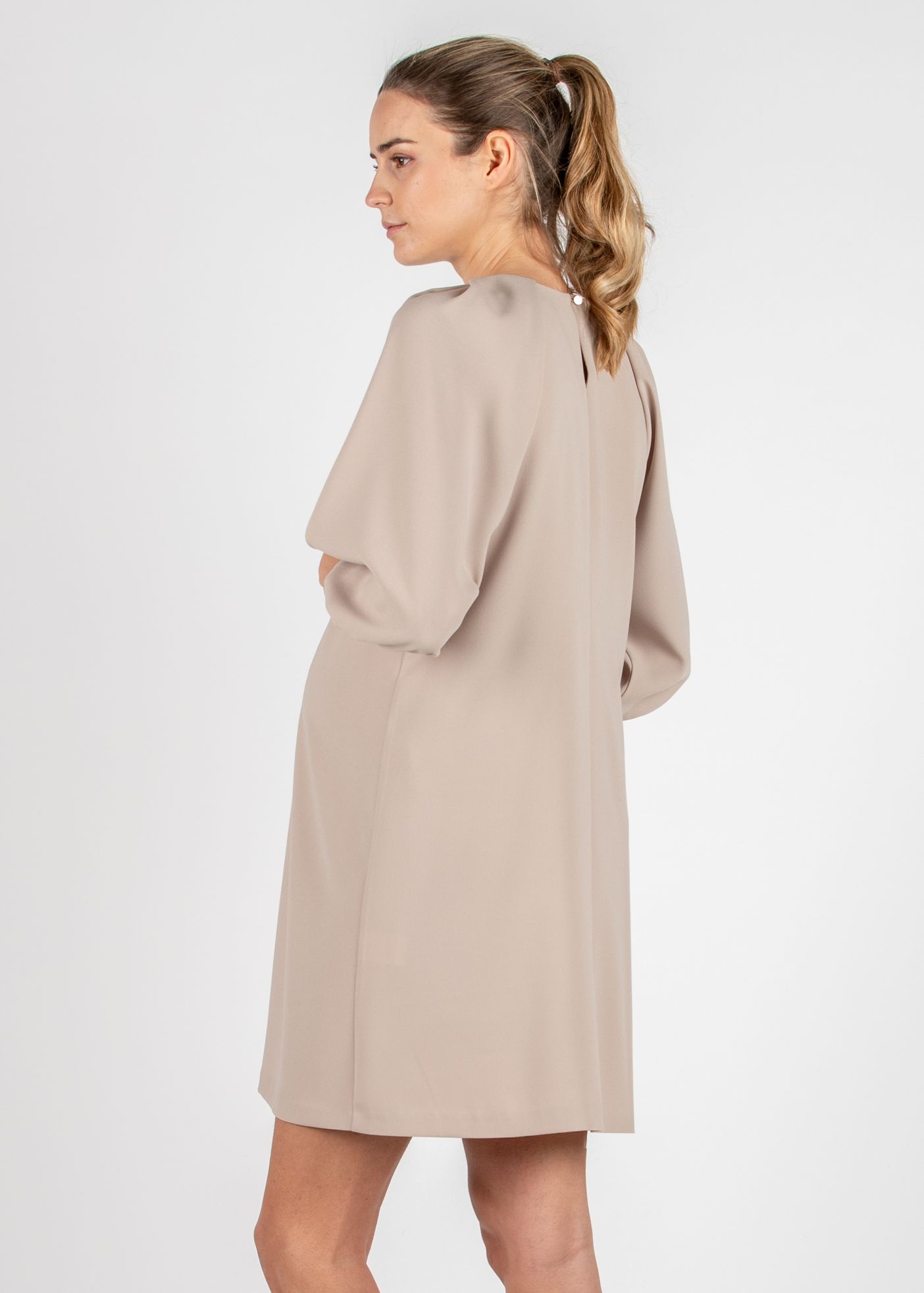 Abito Premaman in Crêpe Cadì con Manica Raglan a Palloncino (Ecru', XS)