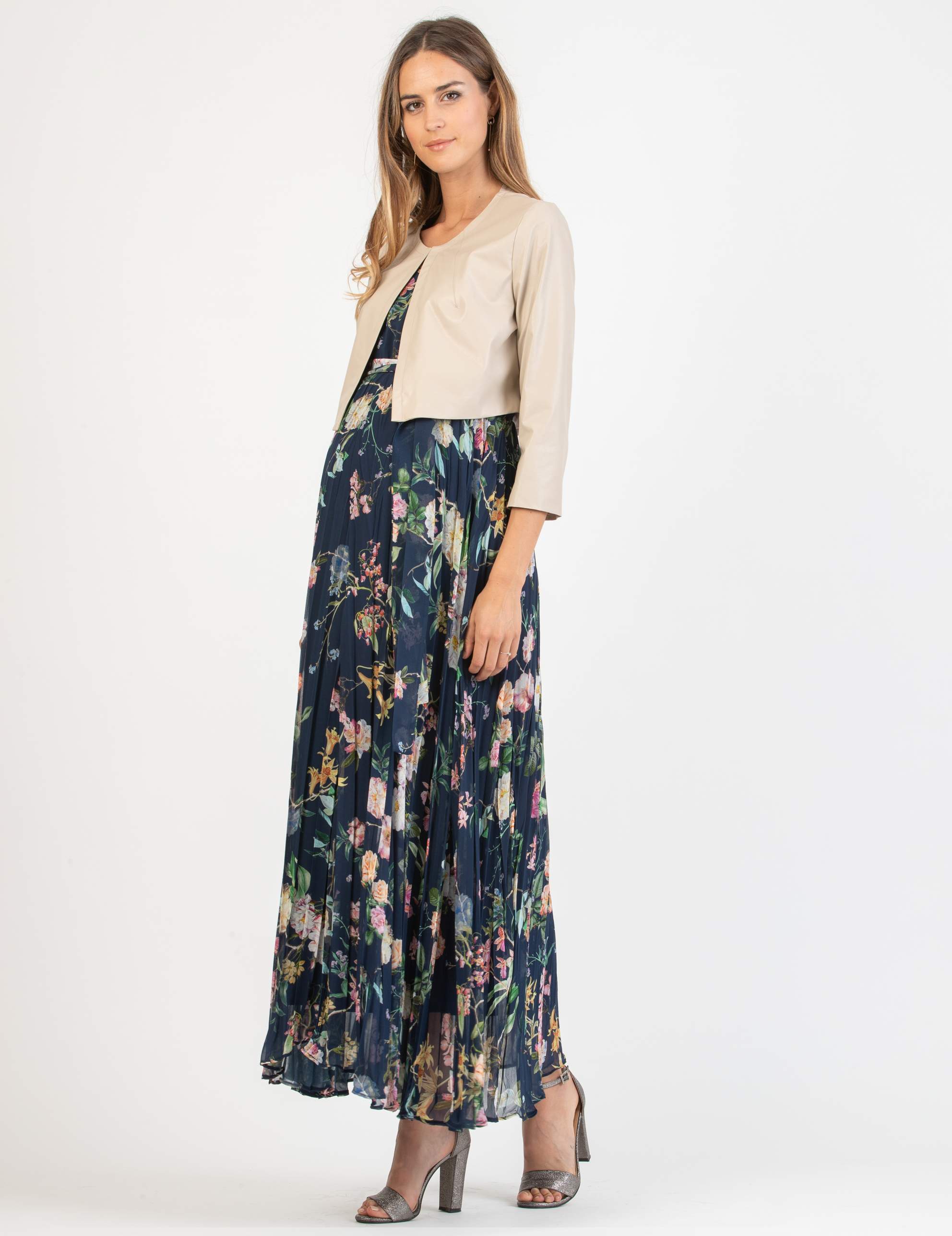 Short Maternity Jacket in Eco-leather (Gesso)