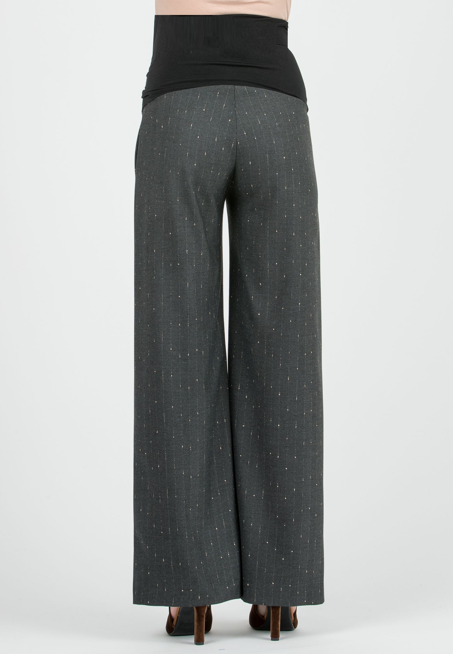 WINONA G - Pantalone Premaman Palazzo Gessato con Lurex (Grigio Melange, XS)