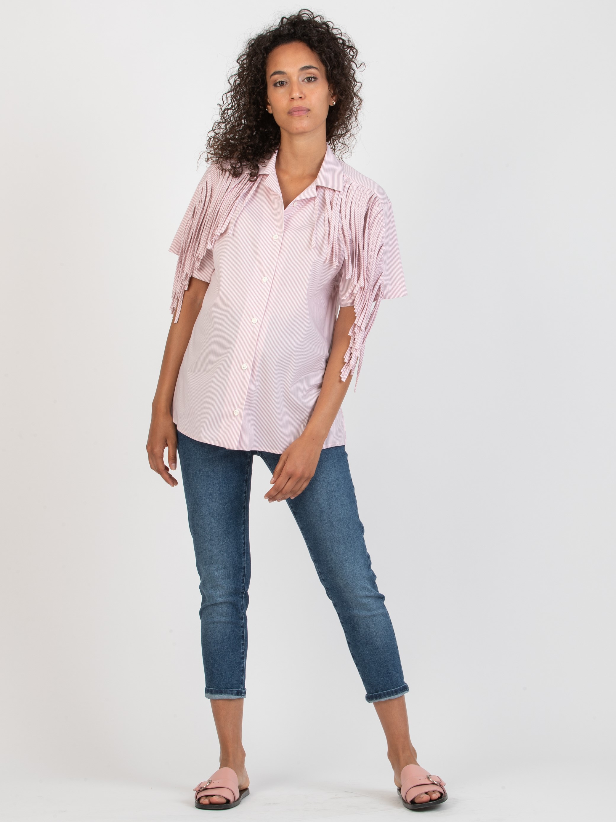 FRANCY - Maternity & Nursing Shirt with Fringes (Pink, XS)