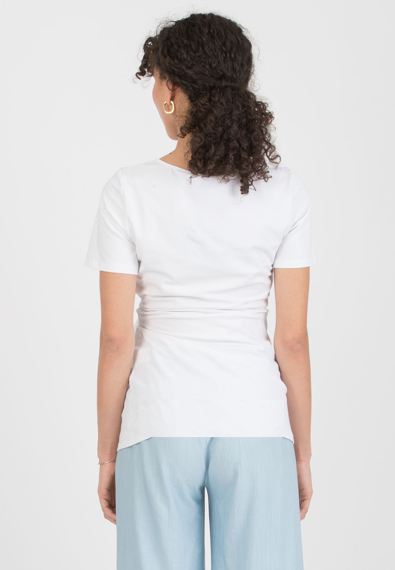 KAREN M - Maternity Cotton Jersey T-Shirt with Side Knot (Bianco  Ottico)