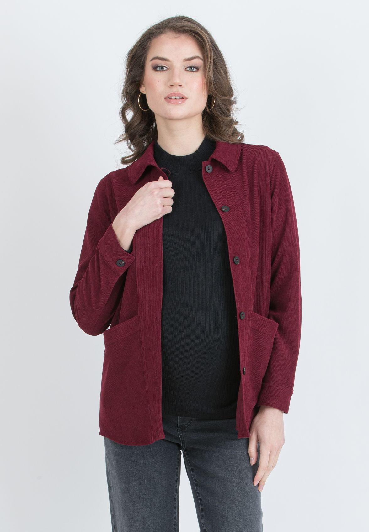 ELETTRA – Maternity Jacket in Velvet (Bordeaux)