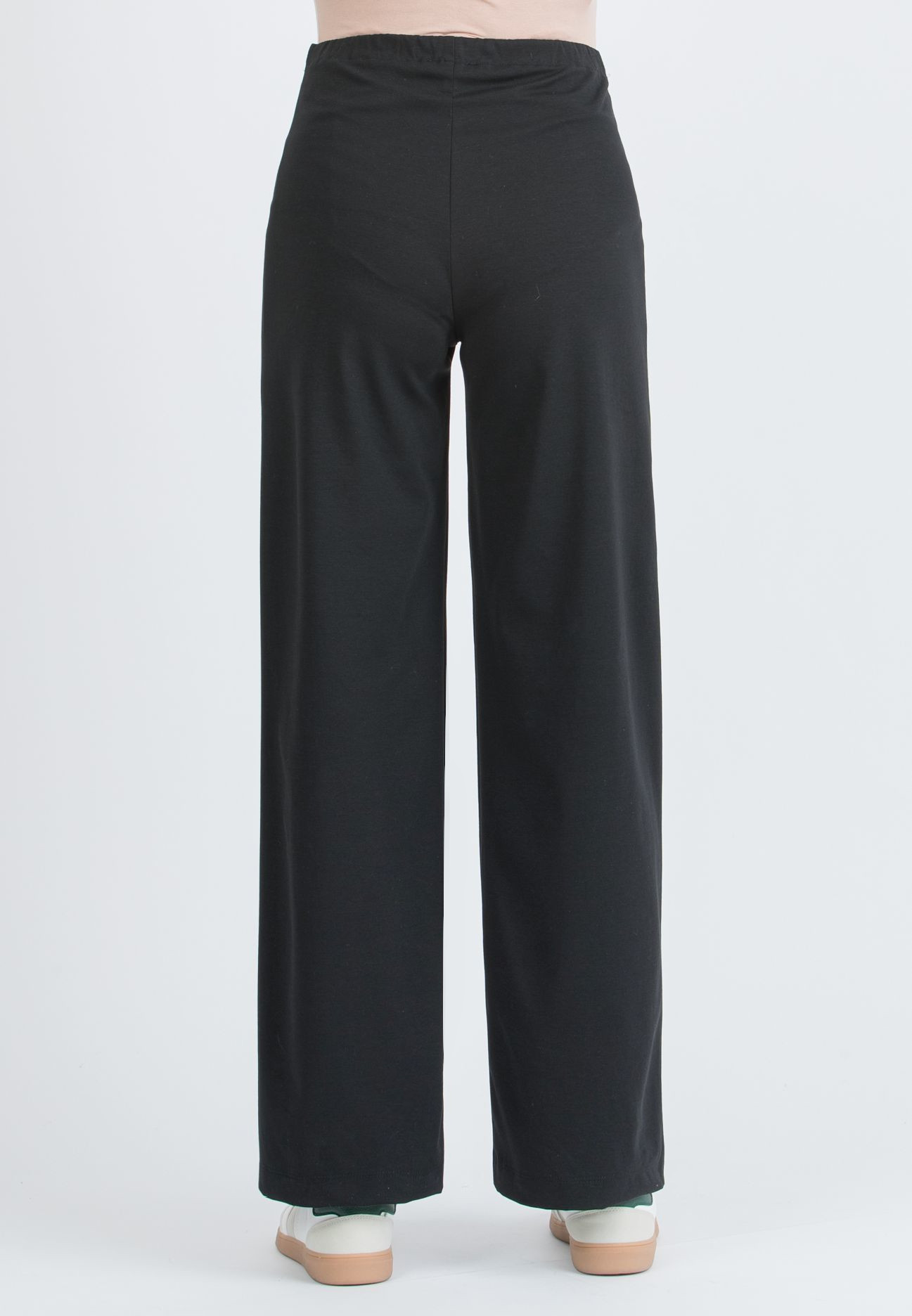 KIMBERLY - Palazzo Maternity Trousers in Summer Cotton Ponte Fabric (Black, XS)