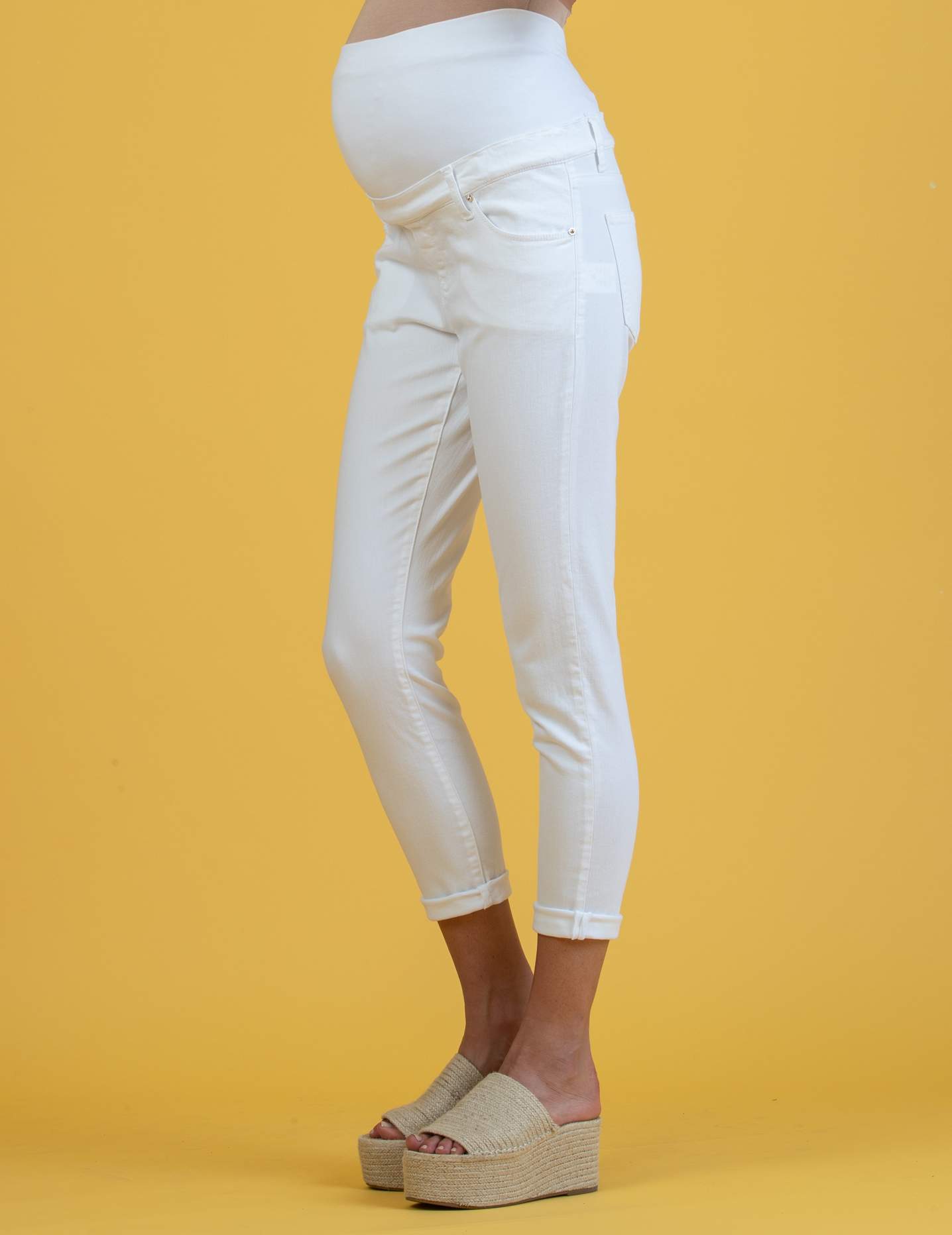Slim Fit Boyfriend Maternity Trousers (White, XS)