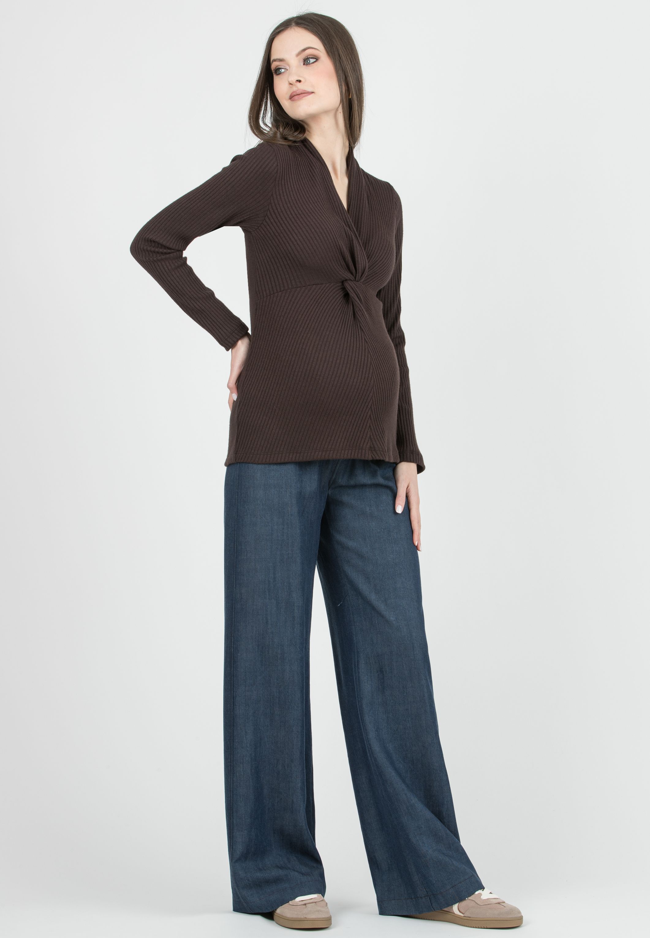 GUENDALINA J - Maternity Wide-Leg Jeans with Low Waist in Lyocell (Blu Scuro)