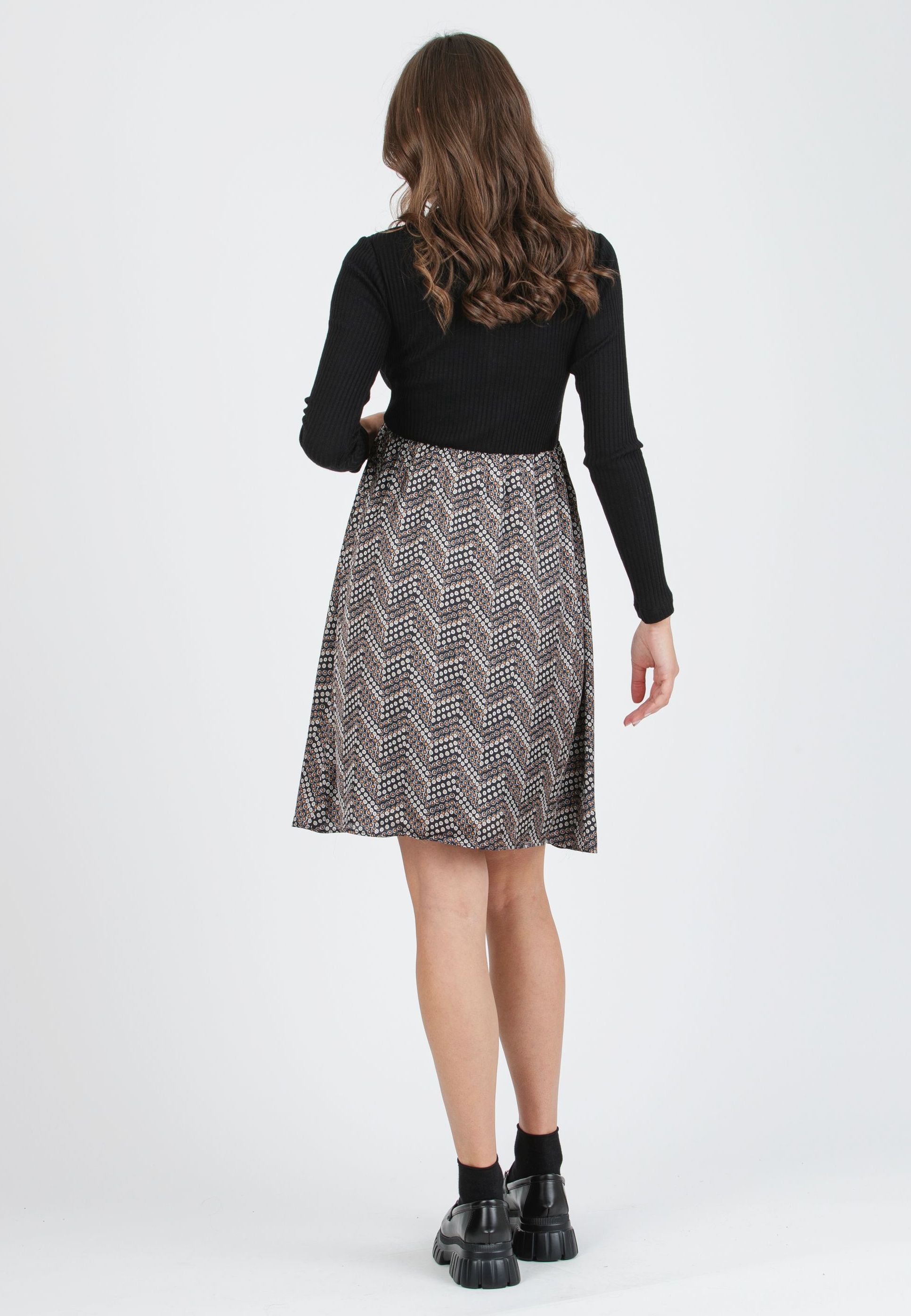 ANASTASIA - Abito Premaman in Maglia a Costine e Gonna in Raso (Nero, XS)