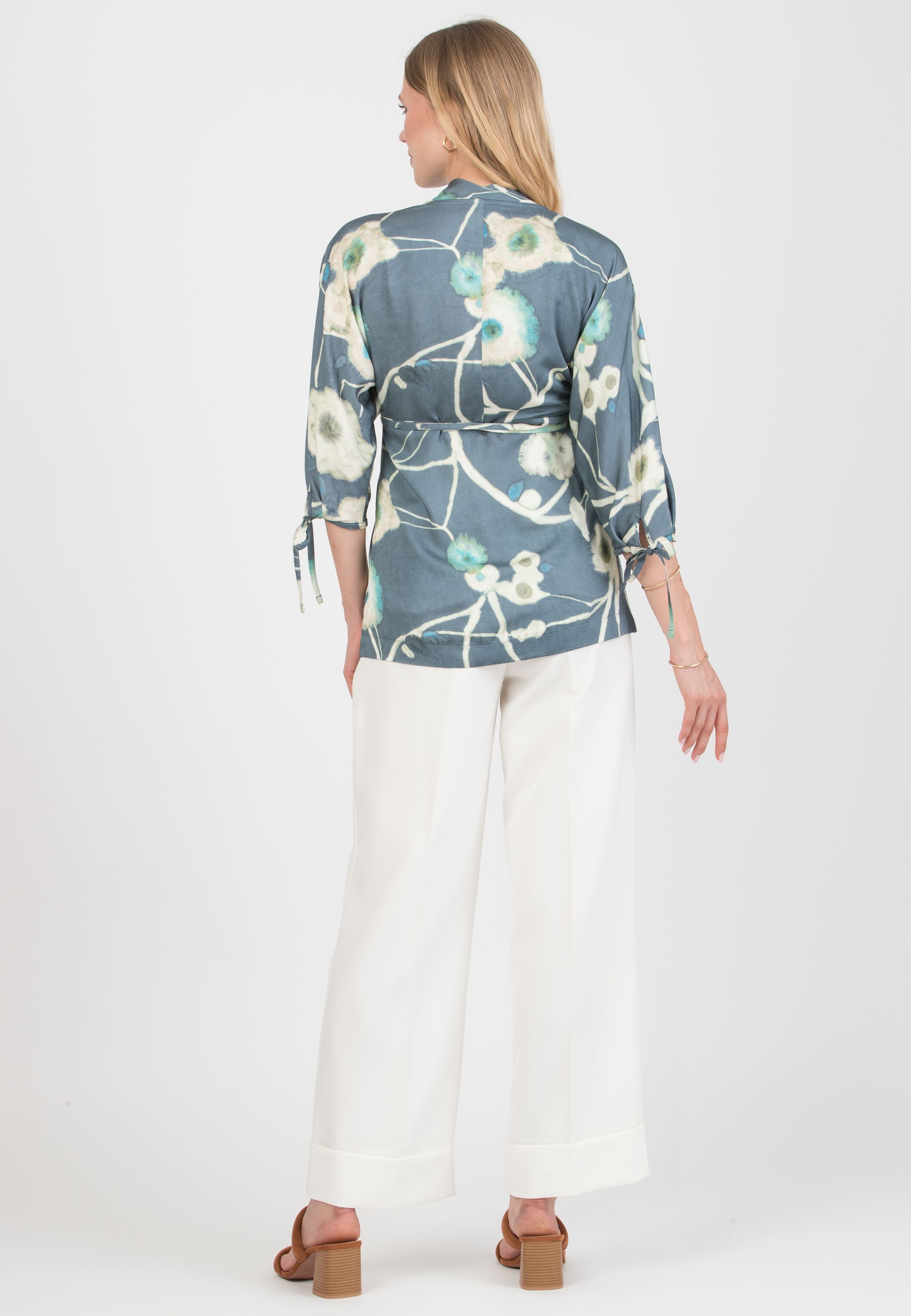 VIOLA M – Casacca Kimono Premaman in Viscosa con Laccetti (Denim)