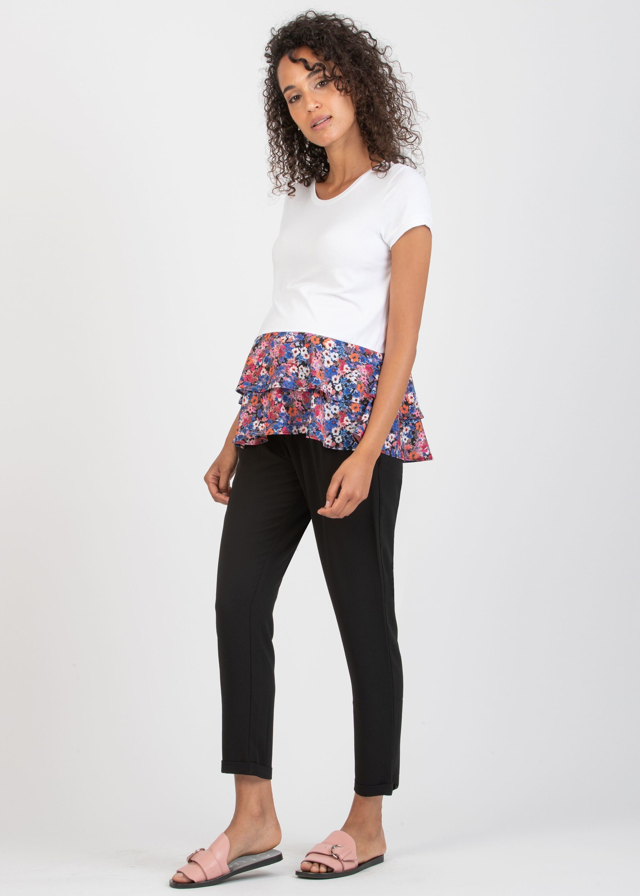SILVIA - Pantalone Premaman Jogger in Crêpe (Nero, XS)