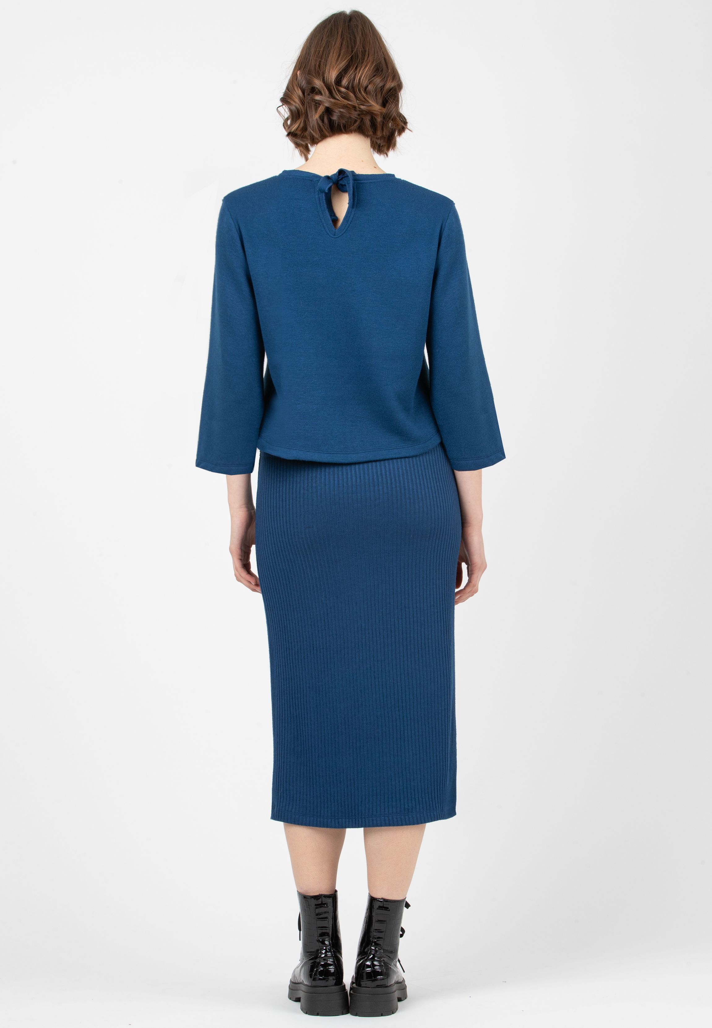 VERA -  Ribbed Knit Pencil Skirt (Ottanio)