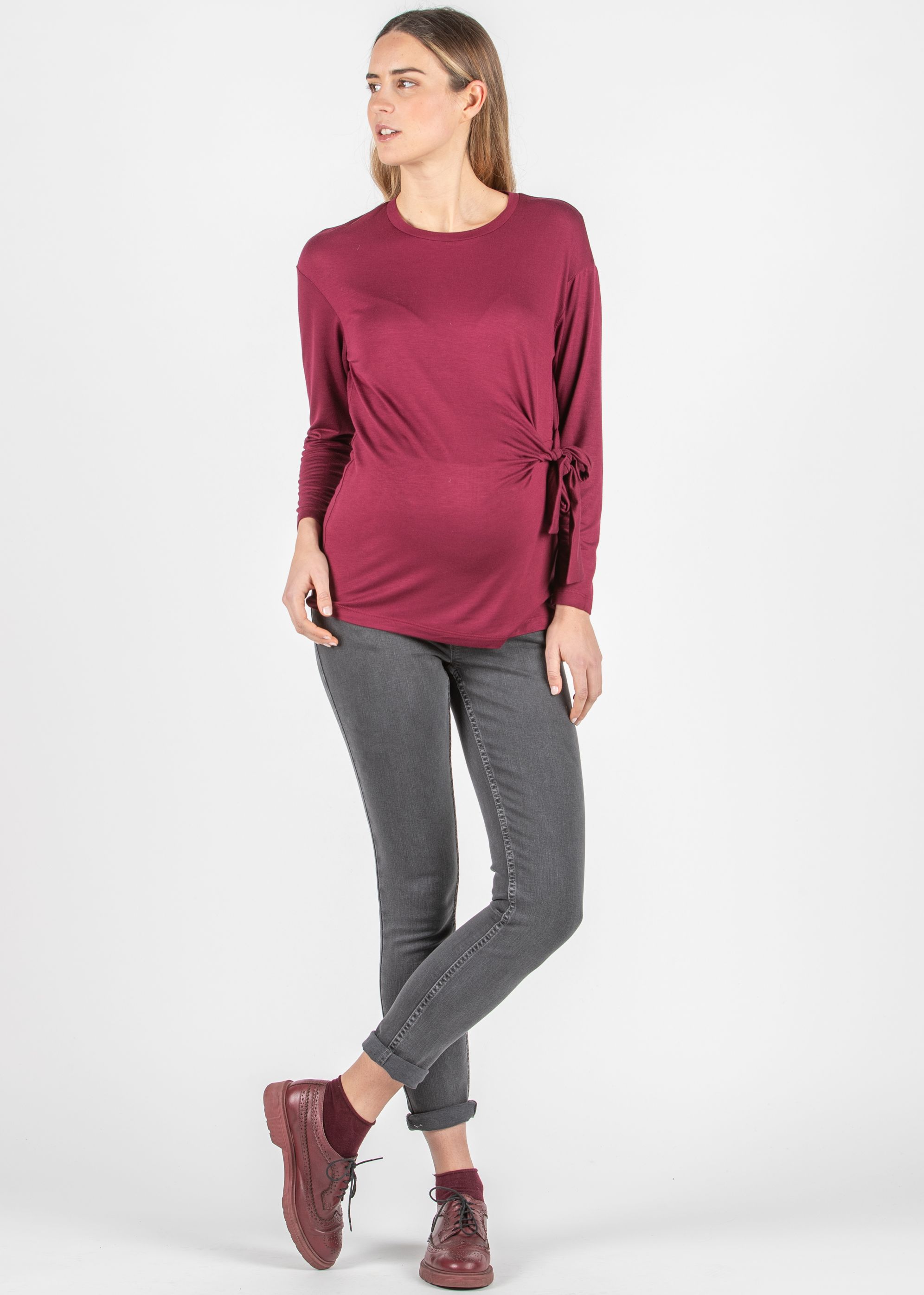OLIMPIA GREY - Jeans Premaman Super-Stretch con Lavaggio Grigio (Grigio Medio, XS)