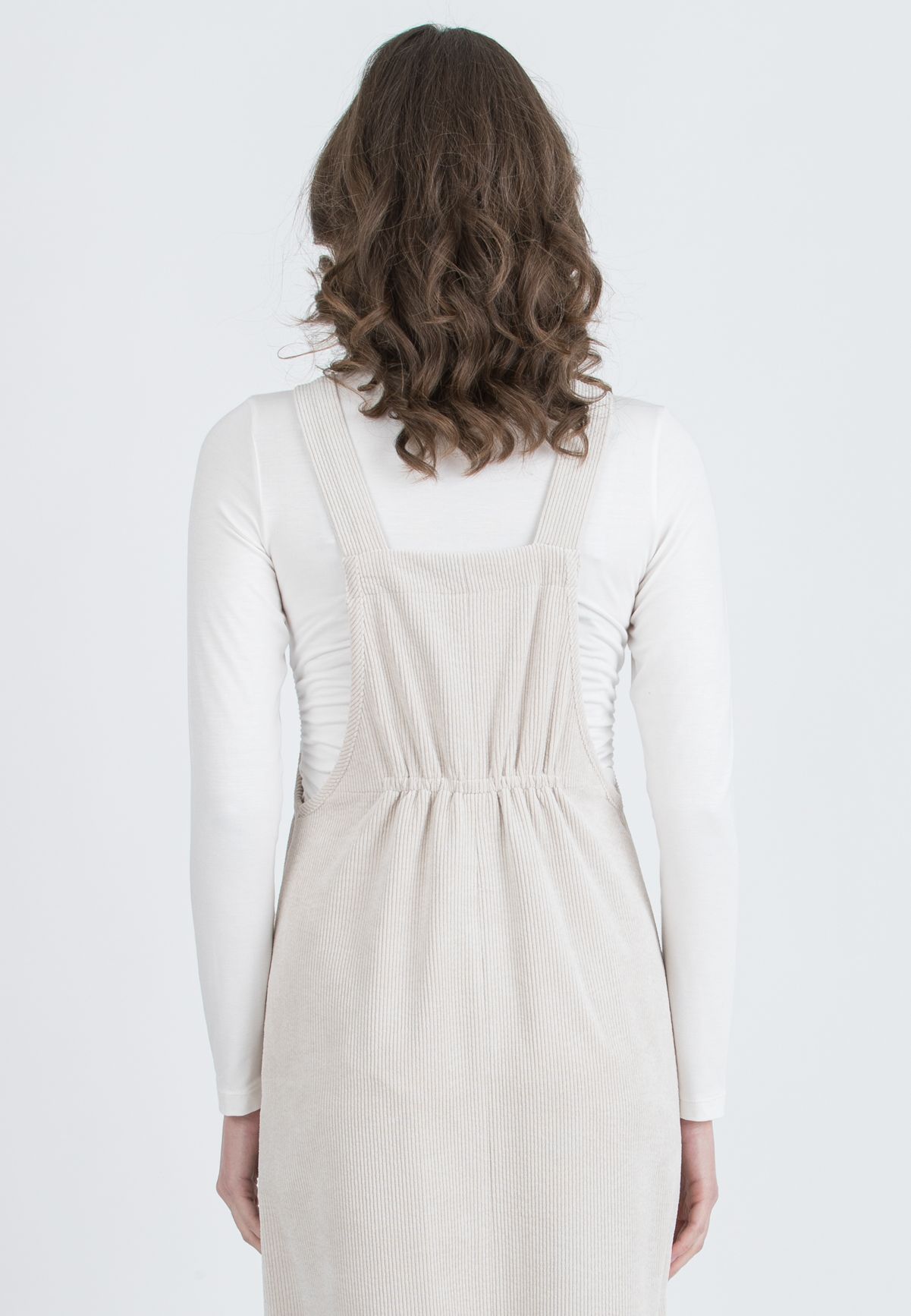 PAMELA – Maternity Corduroy Pinafore (Naturale)