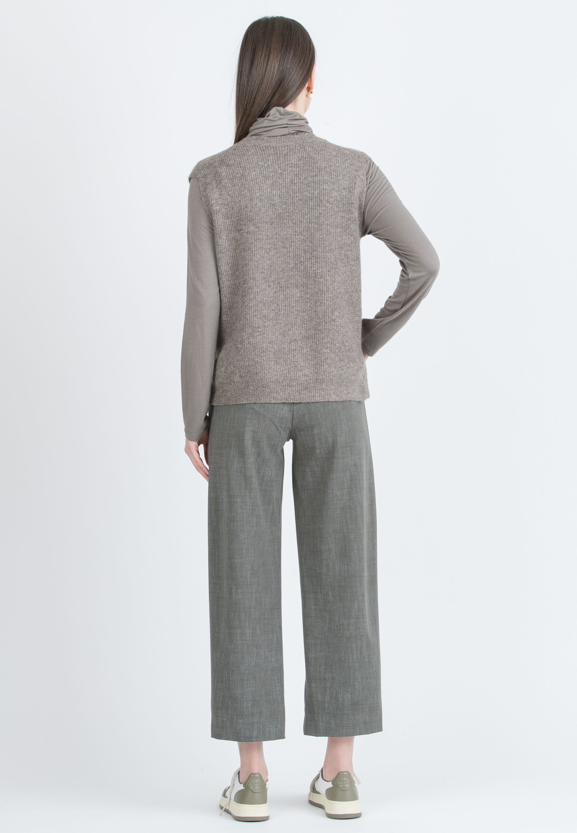 EVAN - Pantalone Premaman Ampio Cropped con Vita Regolabile a Bottoni (Verde Militare)