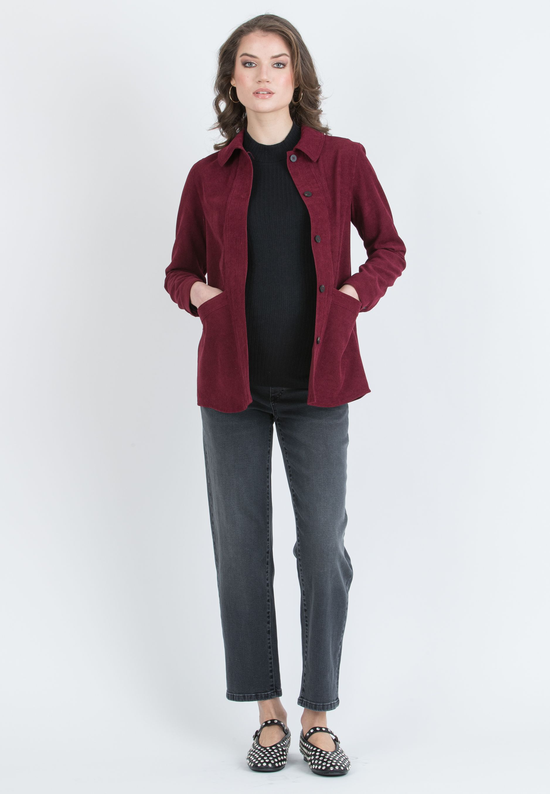 ELETTRA – Maternity Jacket in Velvet (Bordeaux)