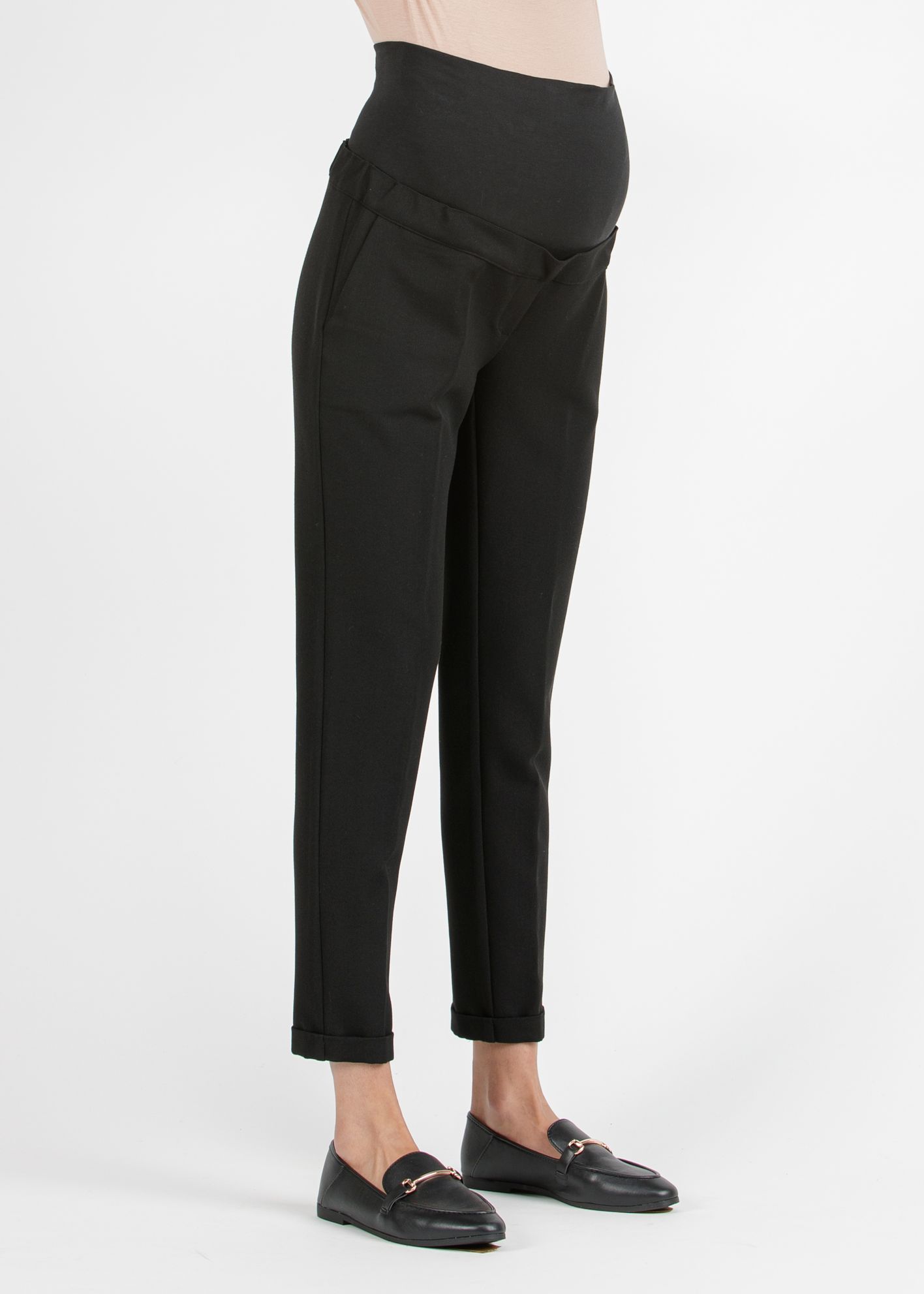 CAROLA - Pantalone Premaman Relax Fit In Gabardina (Nero, XS)
