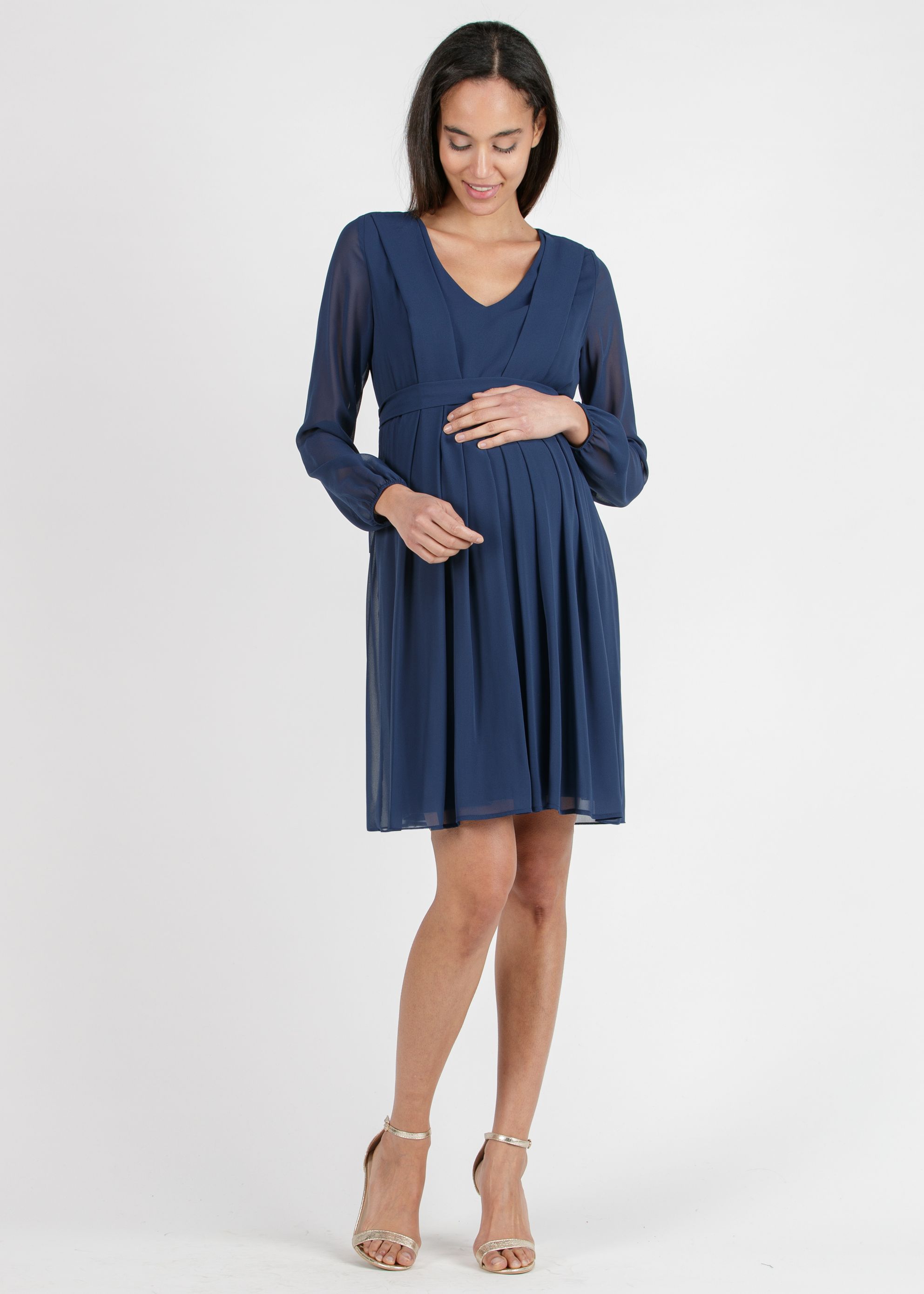 SARA - Maternity & Nursing Dress in Chiffon (dust, XS)