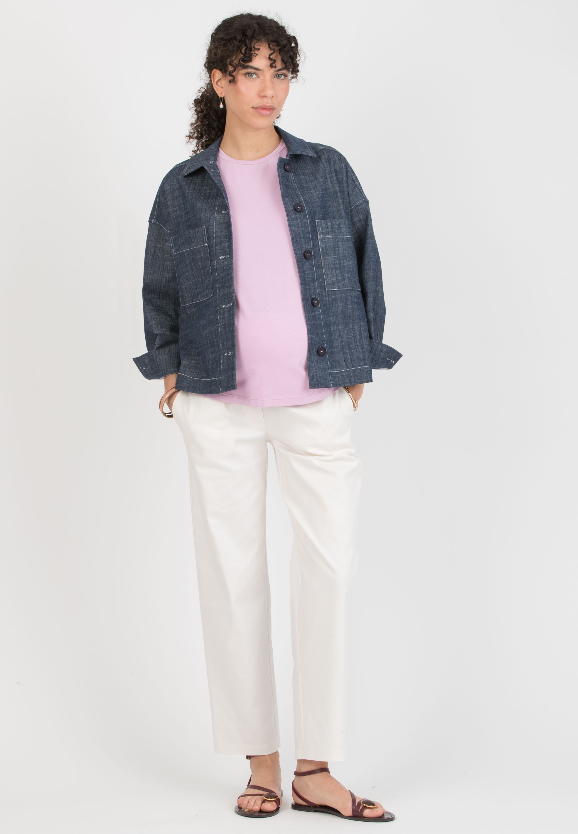 CHARLIE – Maternity Balloon-Fit Trousers in Lyocell (Avorio)