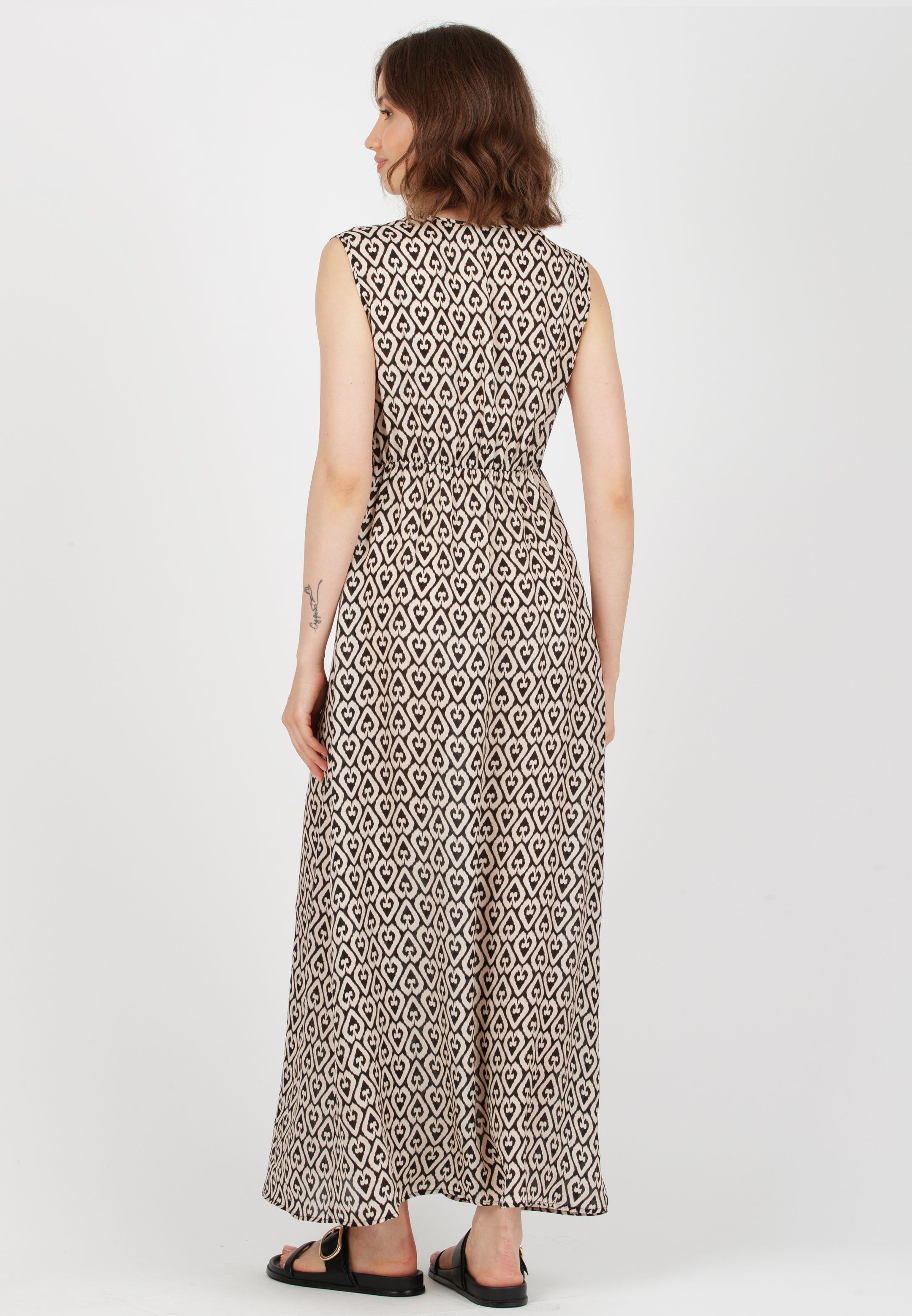BELEN MAXI - Maternity & Nursing Dress in Printed Viscose (Ivory, XS)