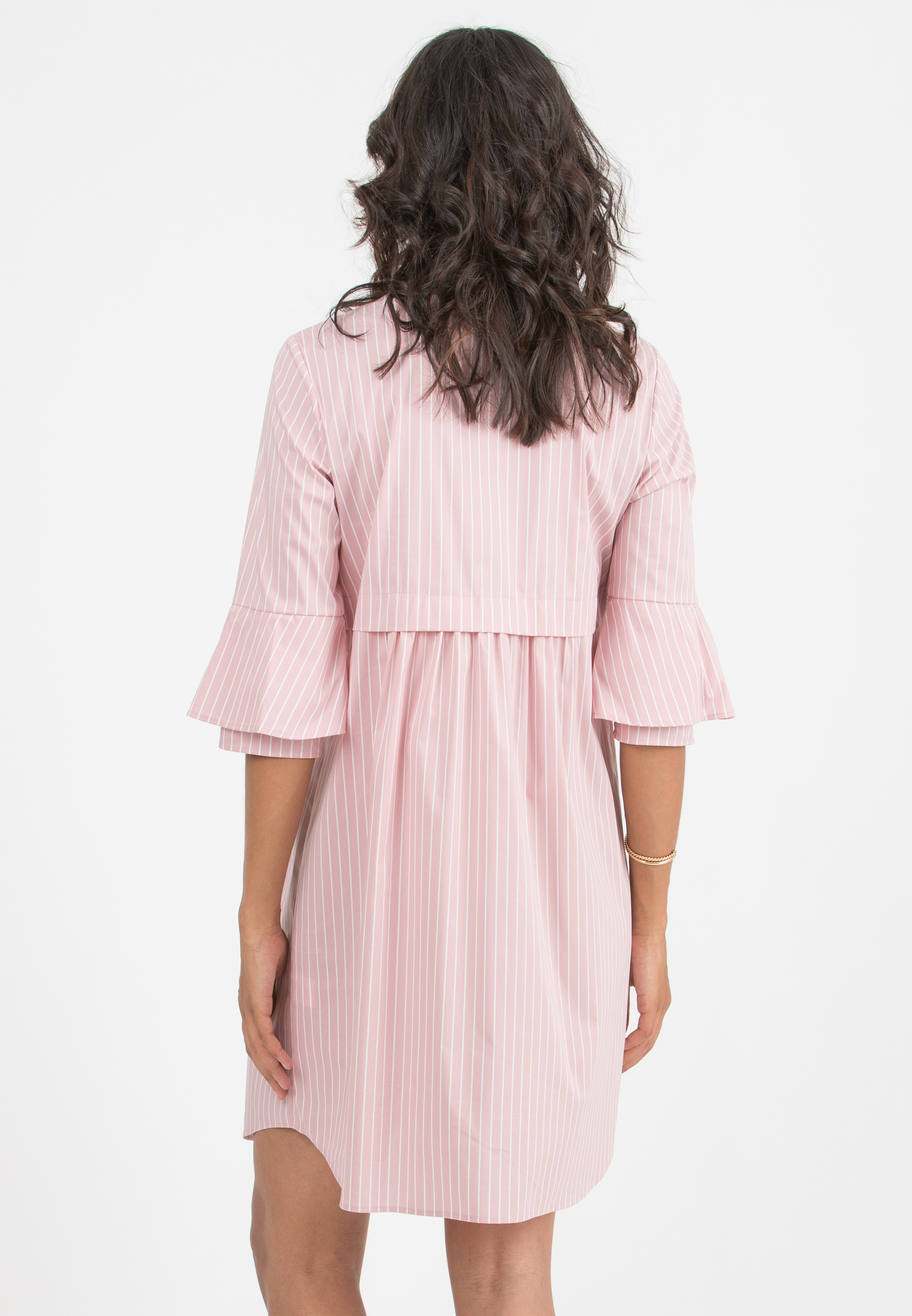HEIDI R - Abito Premaman & Allattamento in Cotone a Righe con Maniche a Campana (Rosa, XS)