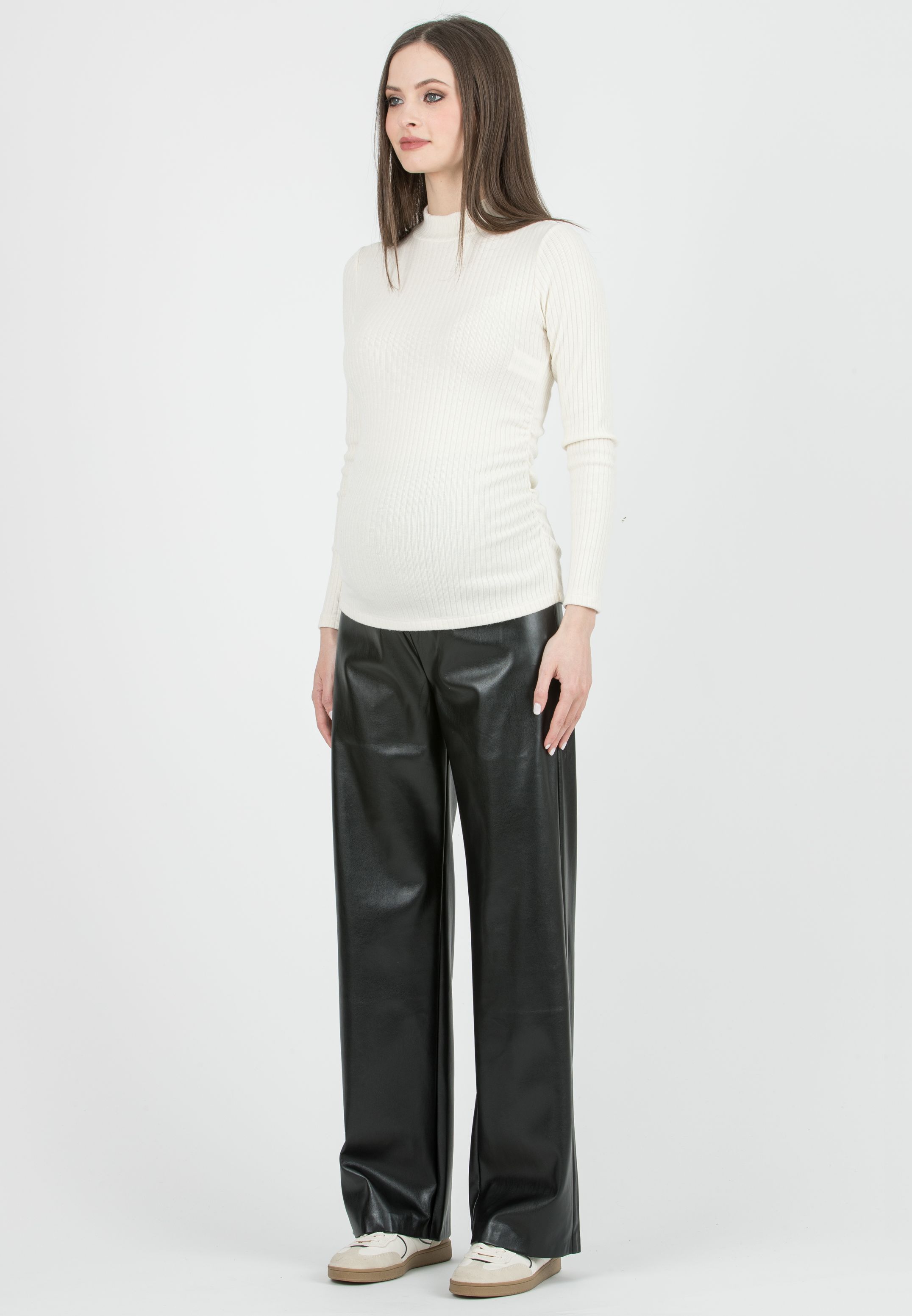 WINONA P - Pantalone Palazzo in Finta Pelle (Nero, XS)