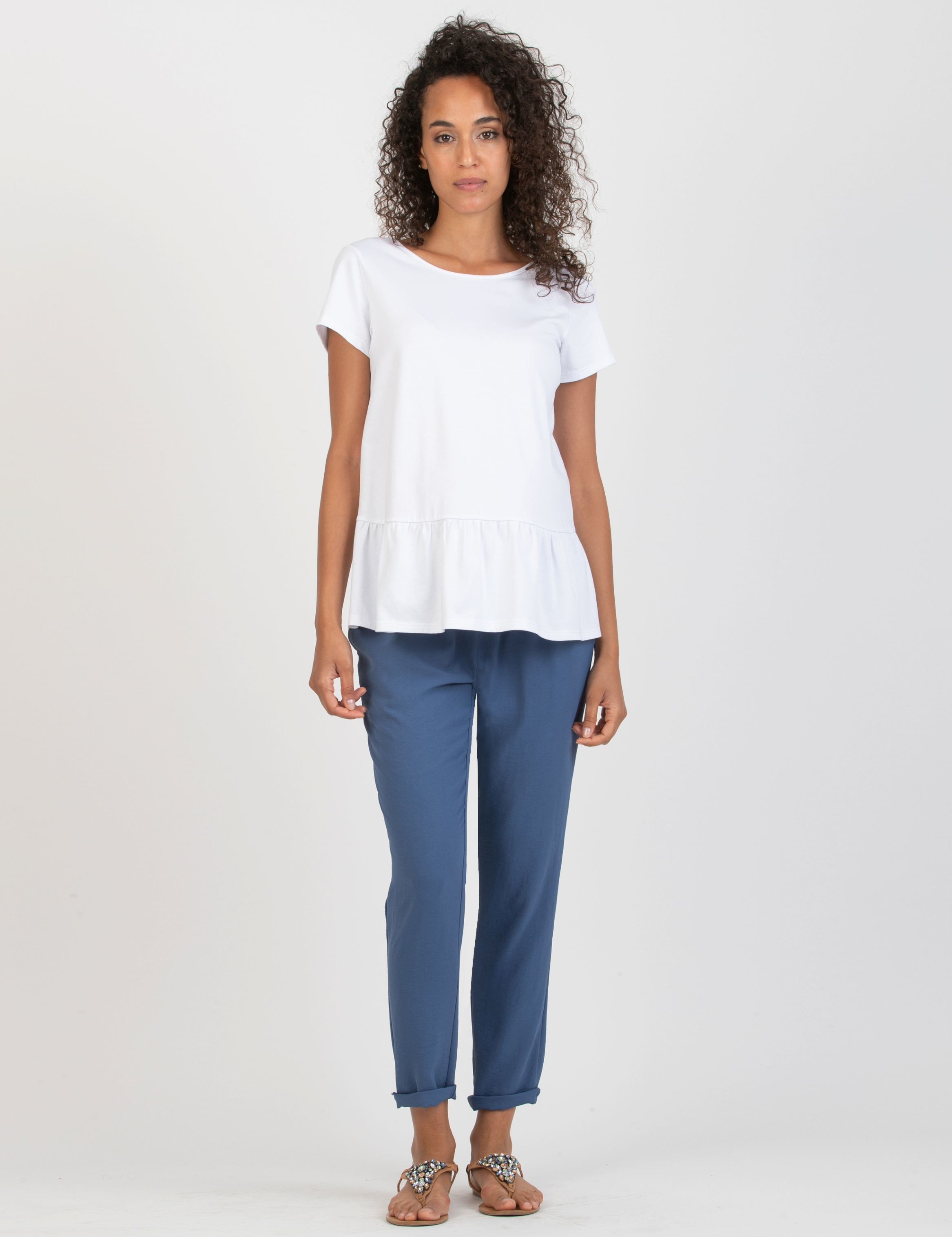 SILVIA F - Pantalone Premaman Jogger in Tela (Denim, XS)
