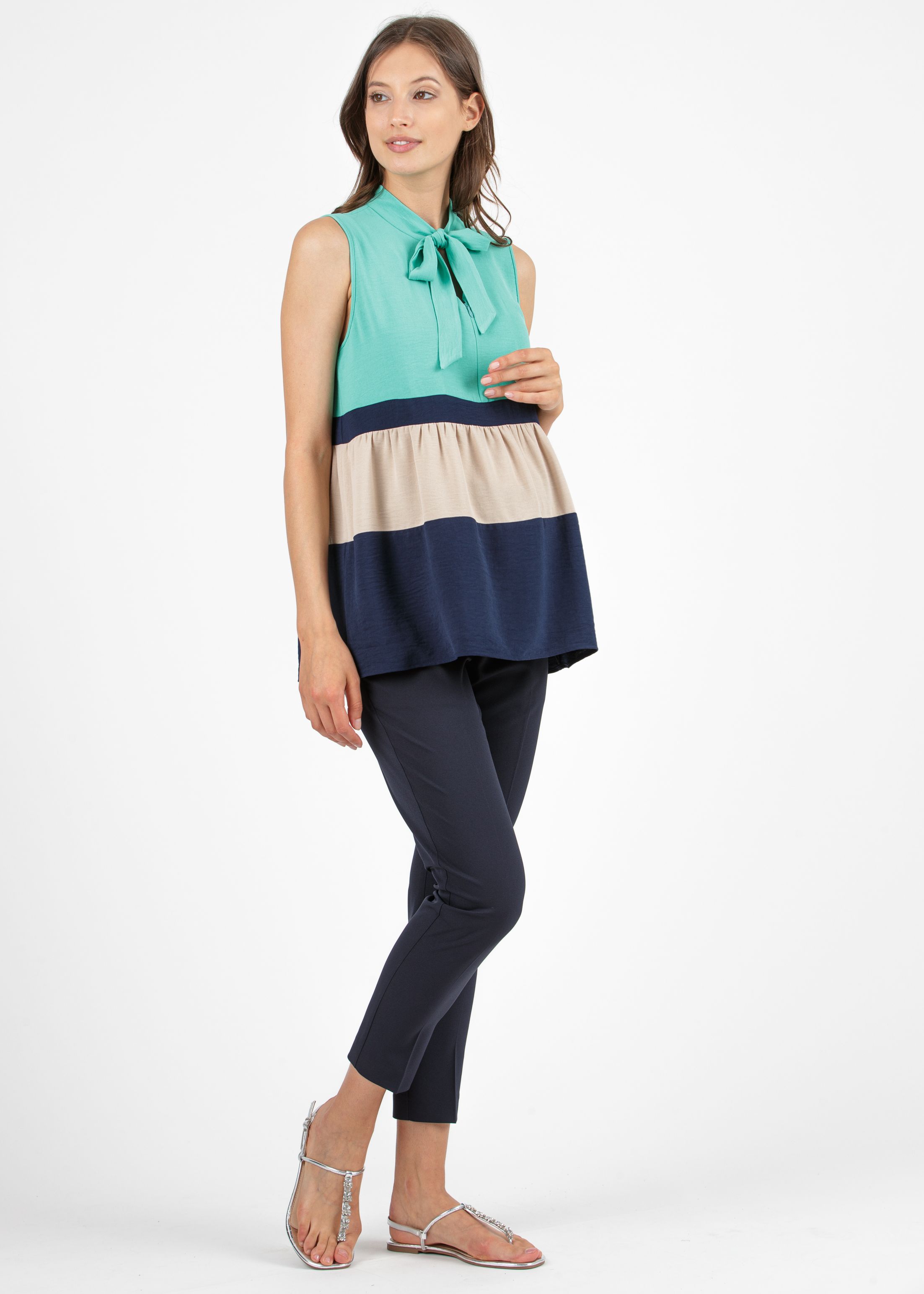 TABATA - Maternity Slim Trousers in Cady Fabric (Blue, XS)