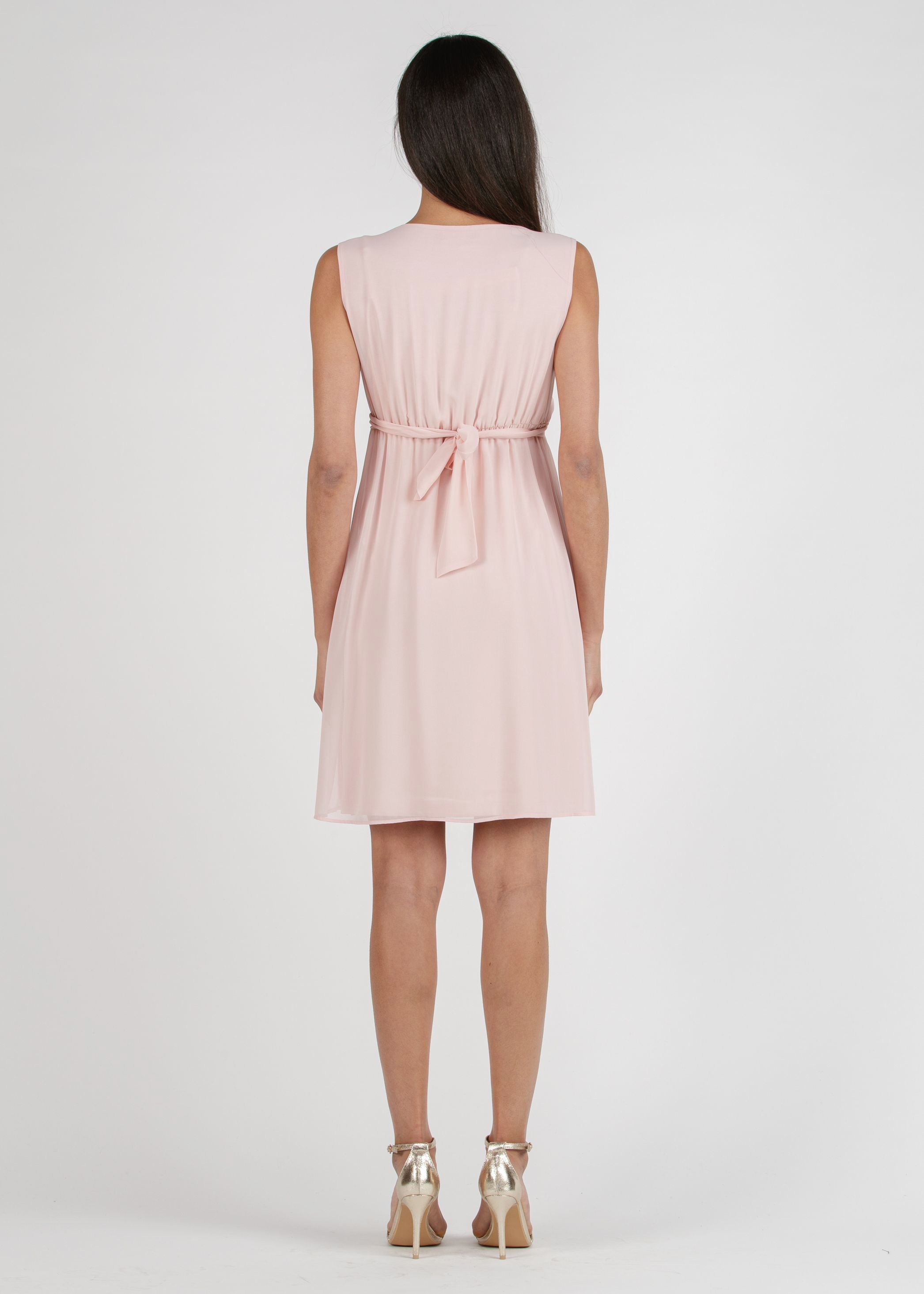 SABRINA - Abito Premaman & Allattamento in Chiffon con Pieghe sul Corpino (Rosa Confetto, XS)