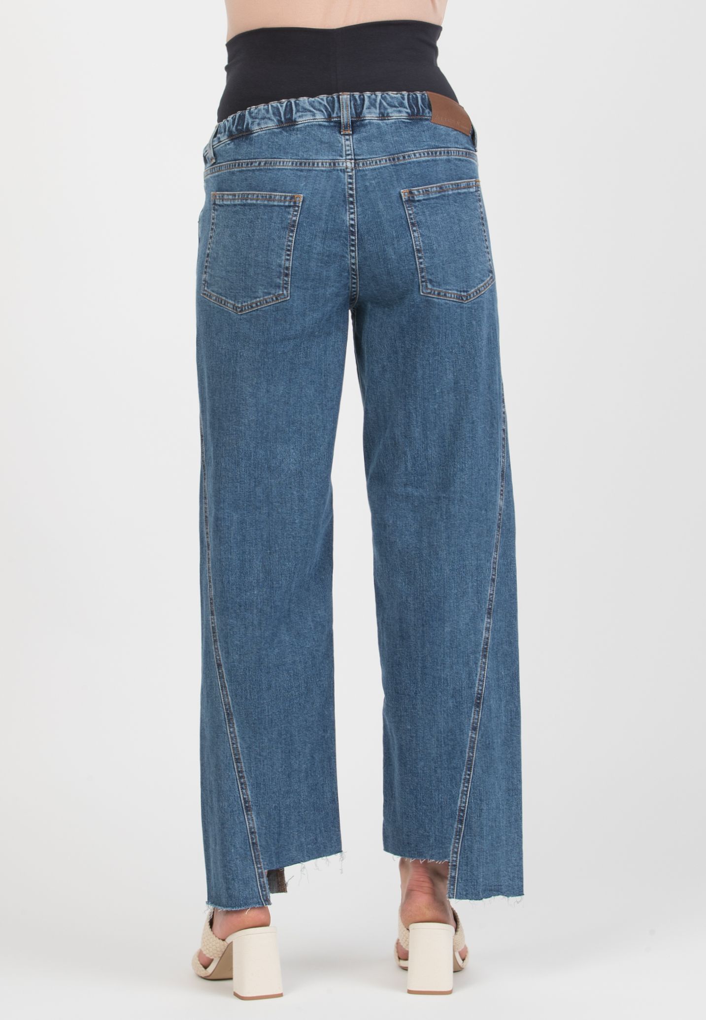 DAJANA - Jeans Premaman a Gamba Ampia con Dettaglio Spicchio (Blu Cobalto, XS)