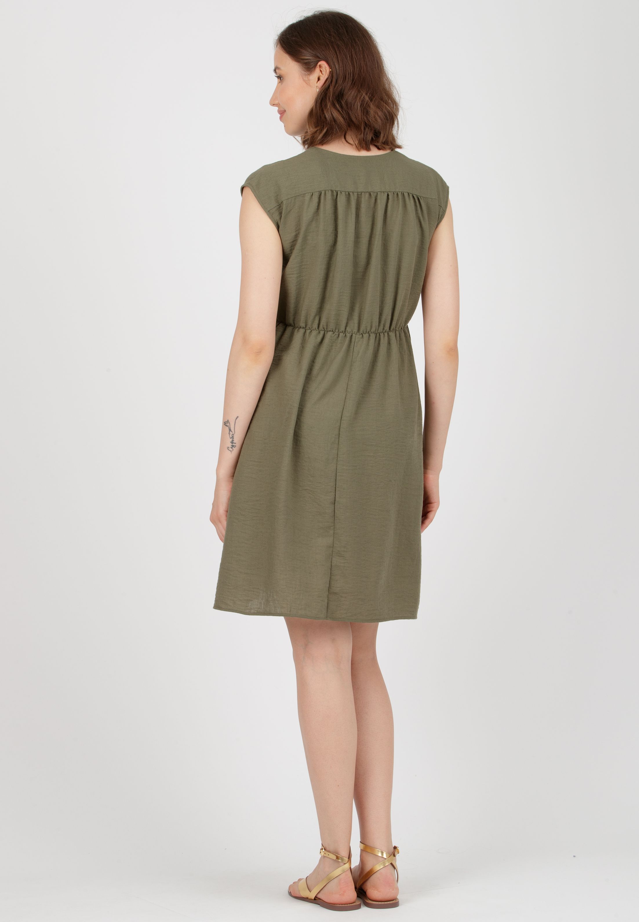 HARPER - Abito Premaman & Allattamento con Tasche sul Corpino (Verde Militare, XS)