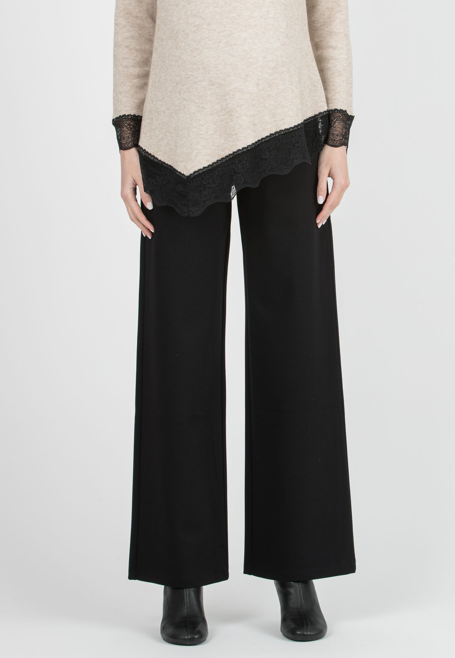 KIMBERLY - Pantalone Premaman in Punto Milano Diagonale (Nero, XS)