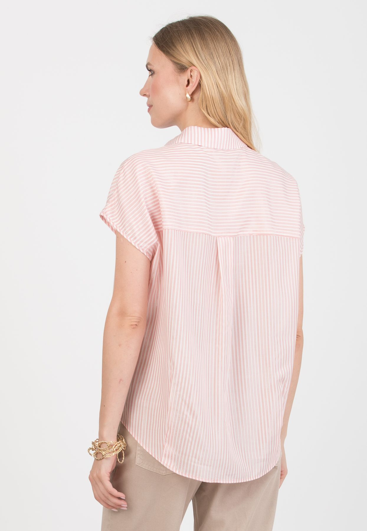 PEGGY - Maternity & Nursing Oversized Striped Shirt (Rosa Salmone)