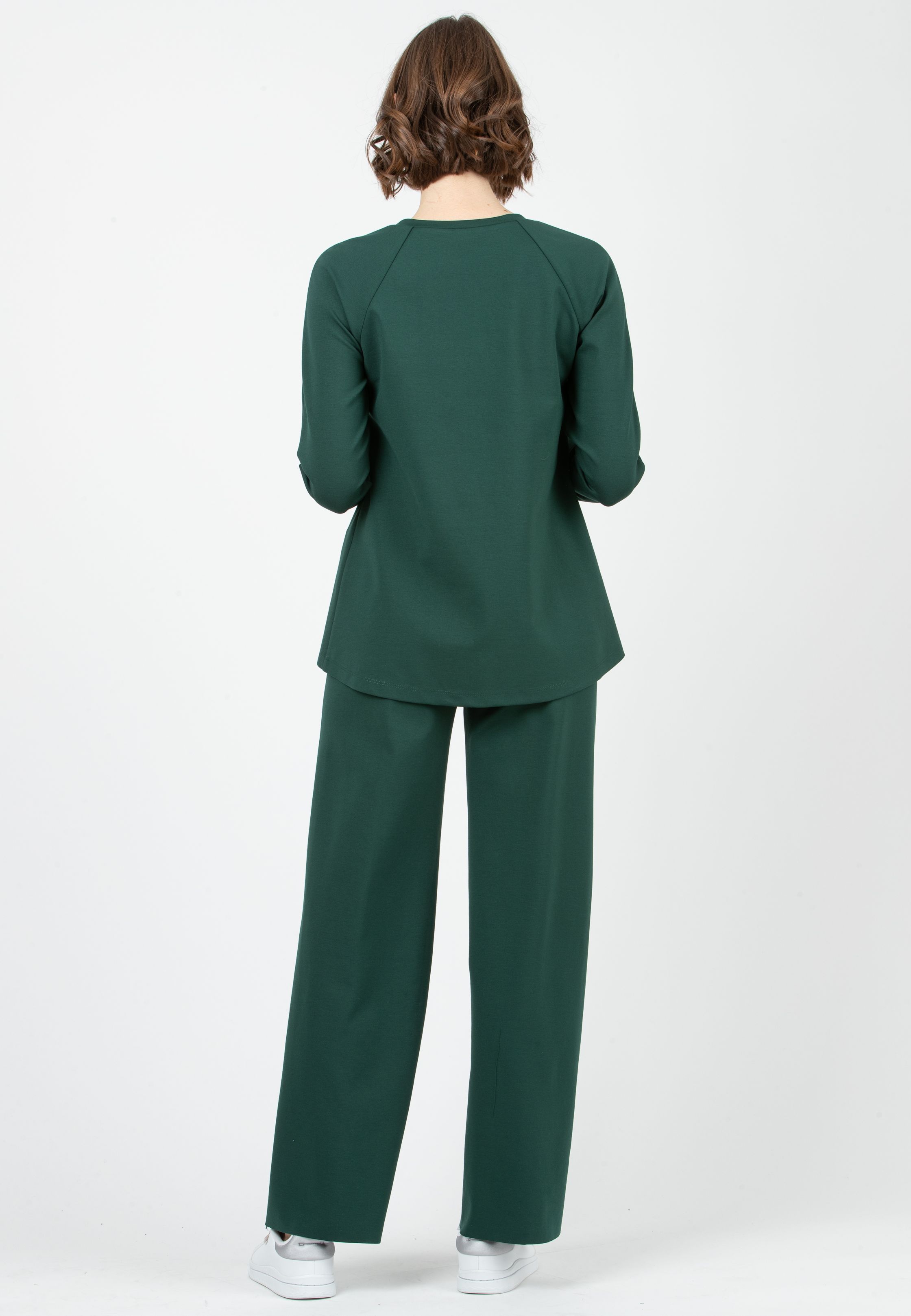 KIMBERLY P – Maternity Palazzo Trousers in Winter Punto Milano (Green, XS)