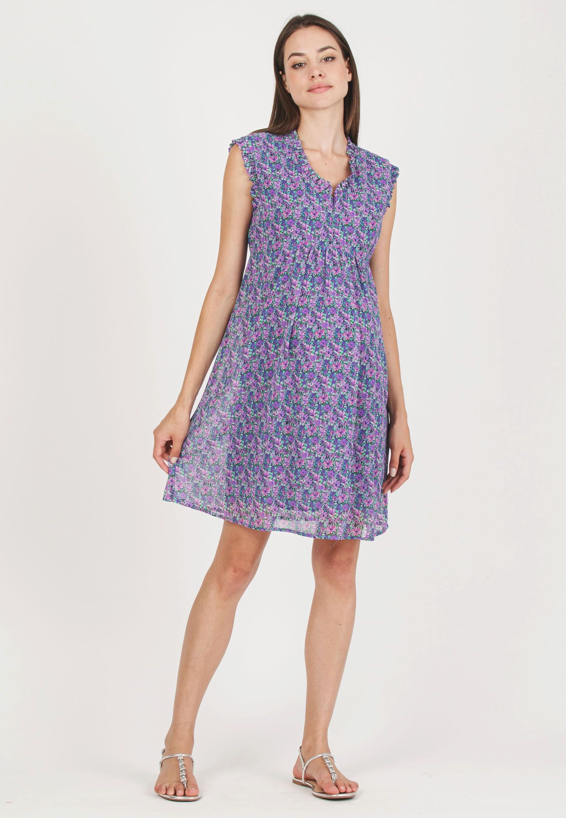 DIANA F - Maternity & Nursing Chiffon Dress with Ruffles (Viola)