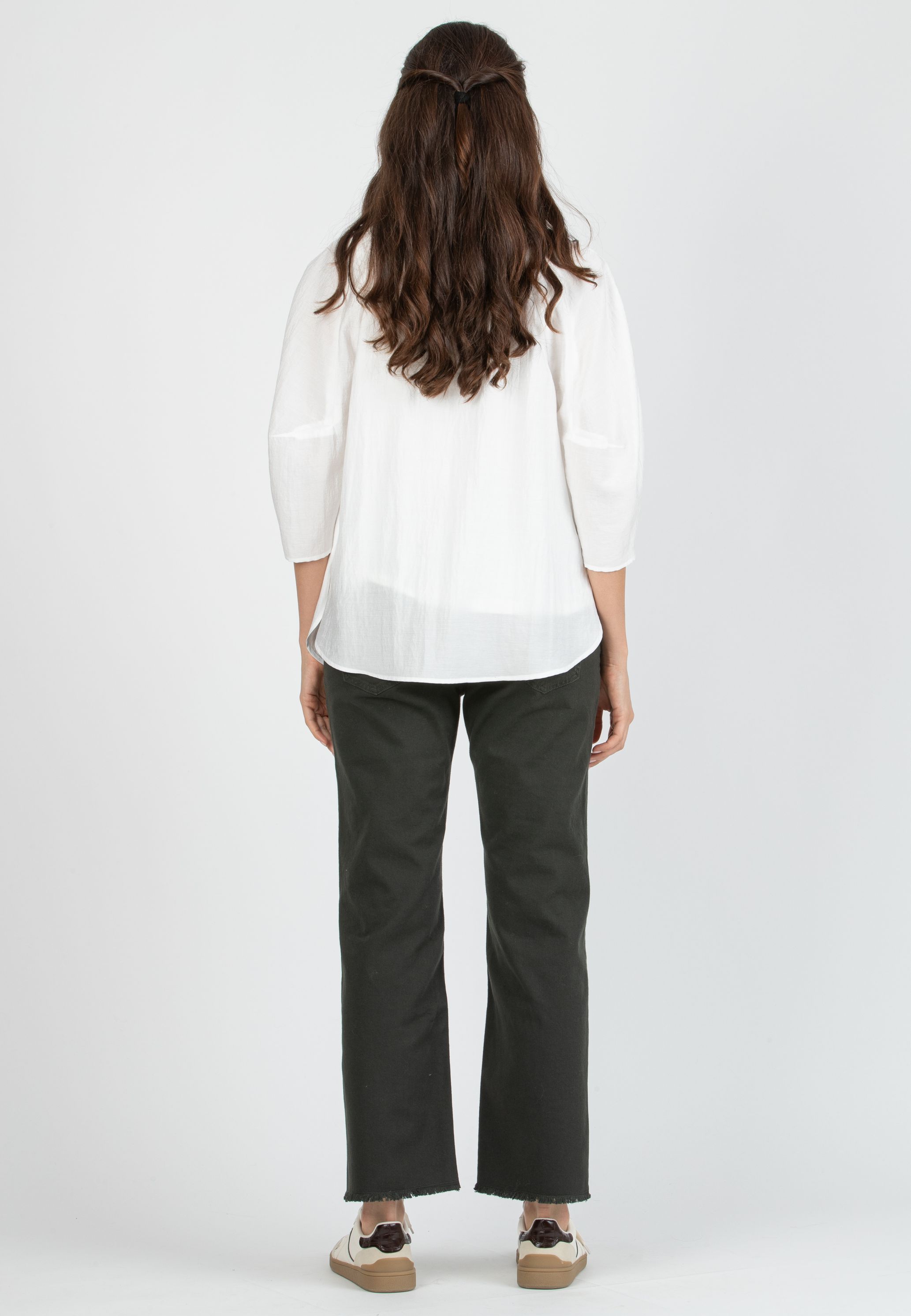 GIADA - Colorful Maternity Straight Jeans with Fringed Hem (Verde)