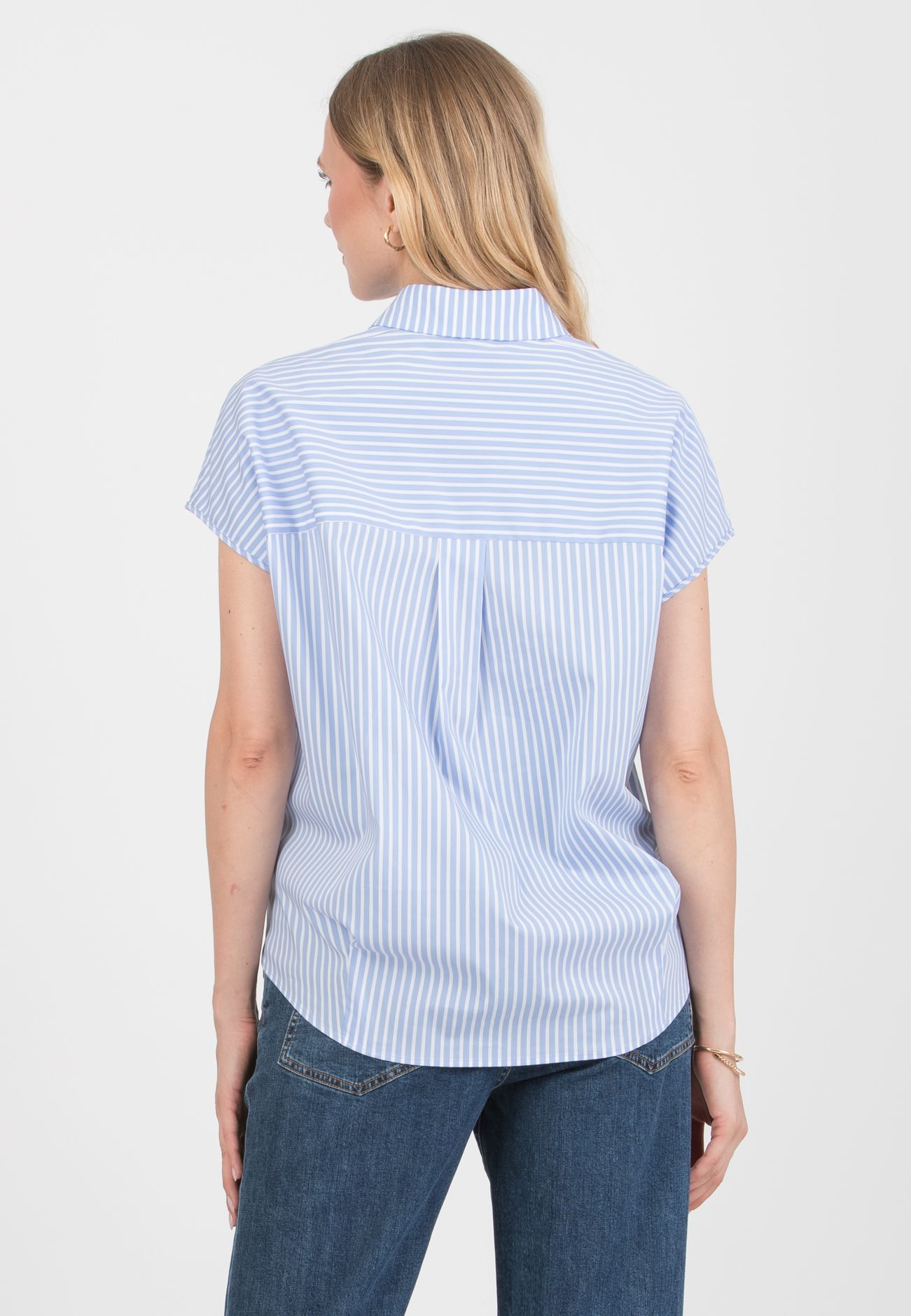 OLIVIA M/M – Oversized Maternity Shirt in Striped Cotton Poplin (Azzurro)