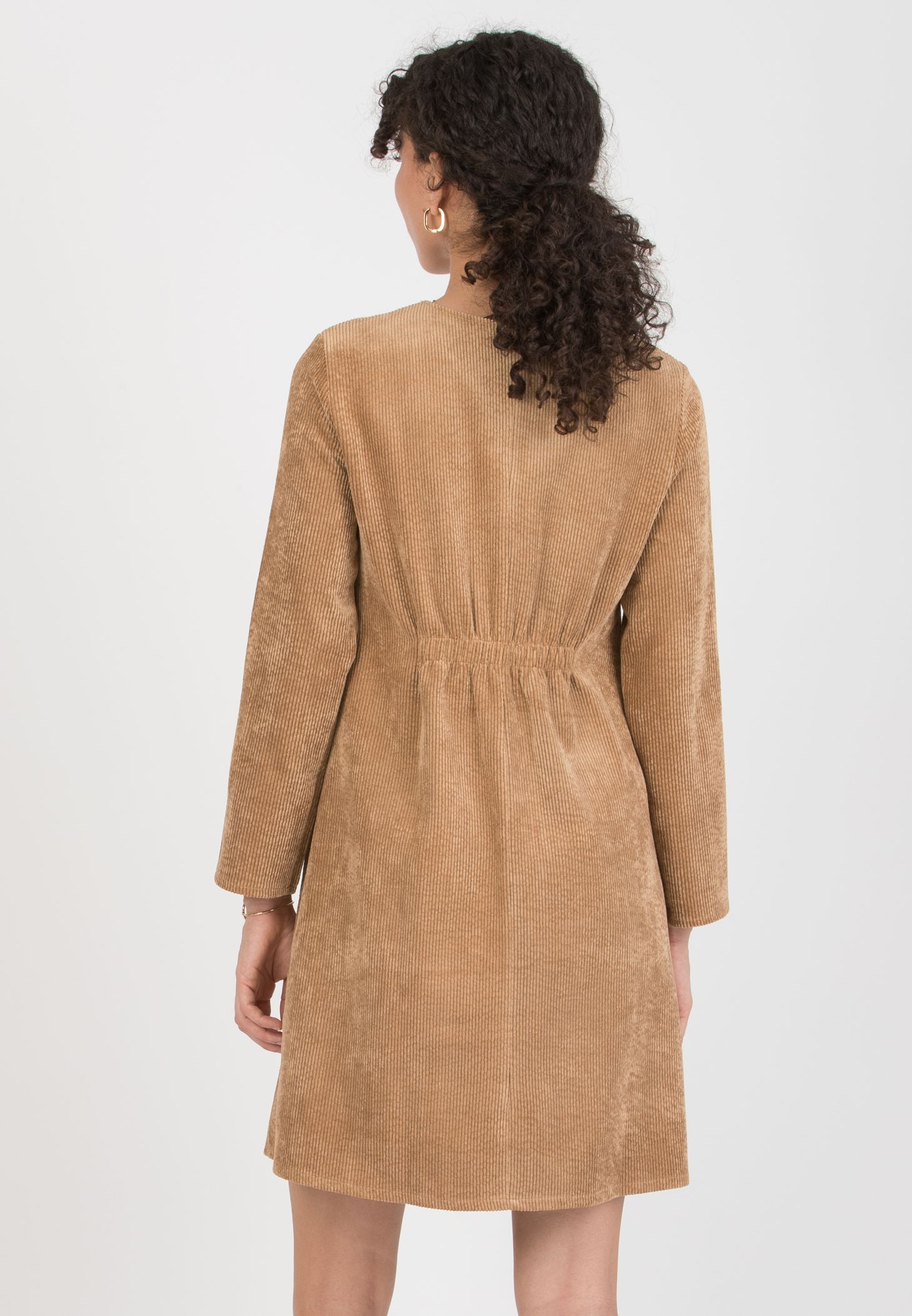 JADE - Abito Premaman & Allattamento in Velluto a Coste con Davantino (Beige)