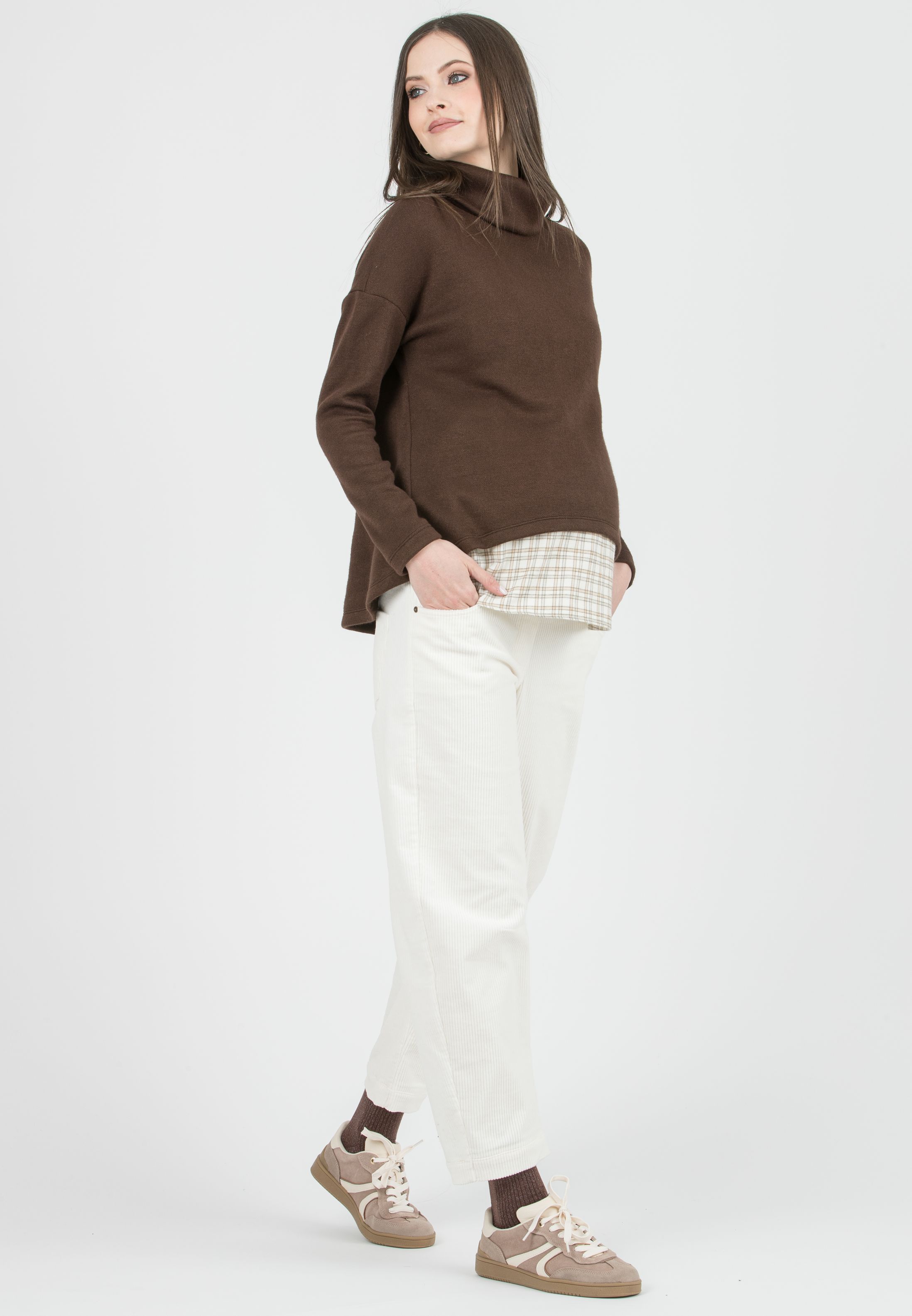 BRODY V - Pantalone Premaman in Velluto a Costine Ballon Fit (Avorio)