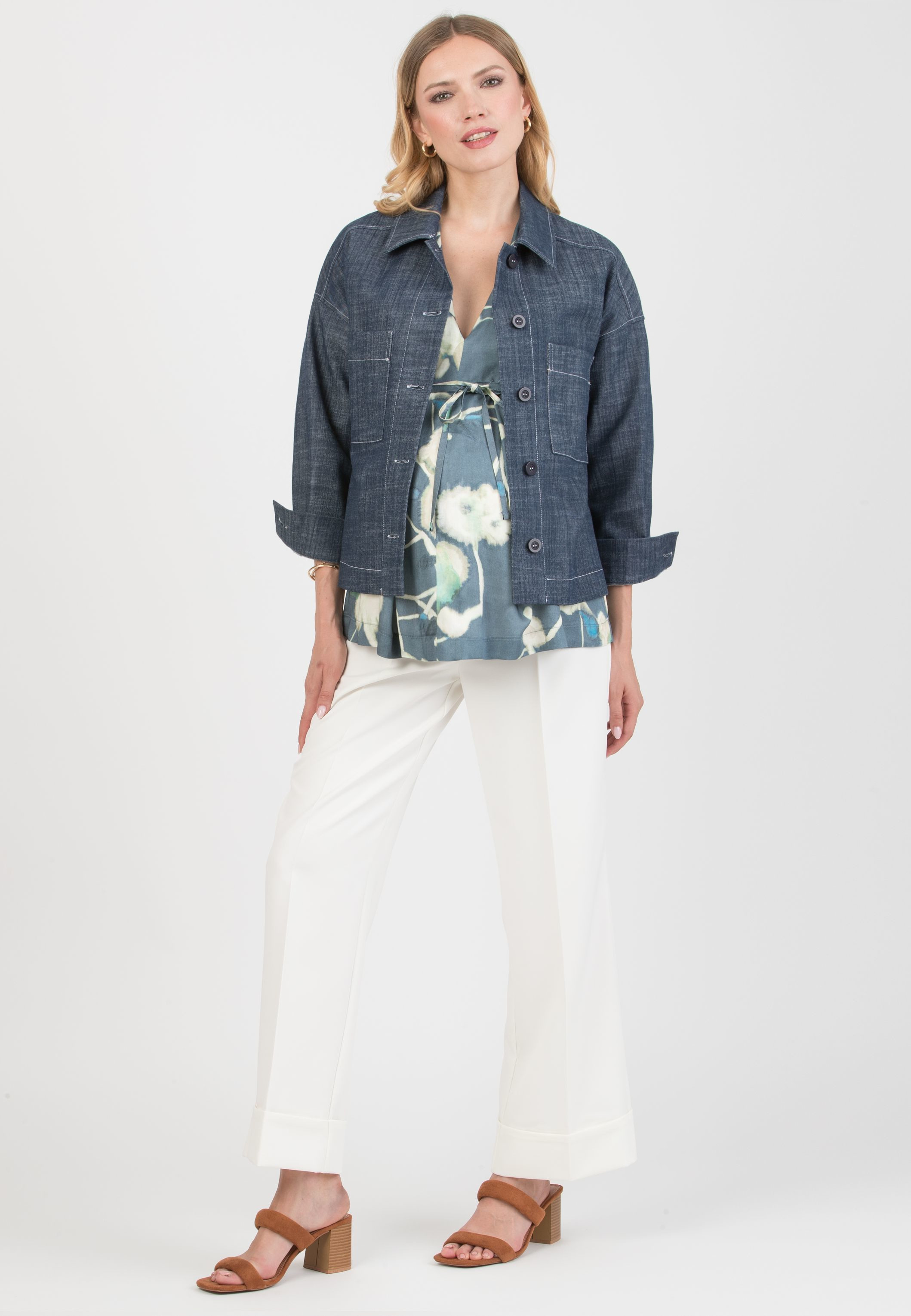 VIOLA M – Casacca Kimono Premaman in Viscosa con Laccetti (Denim)